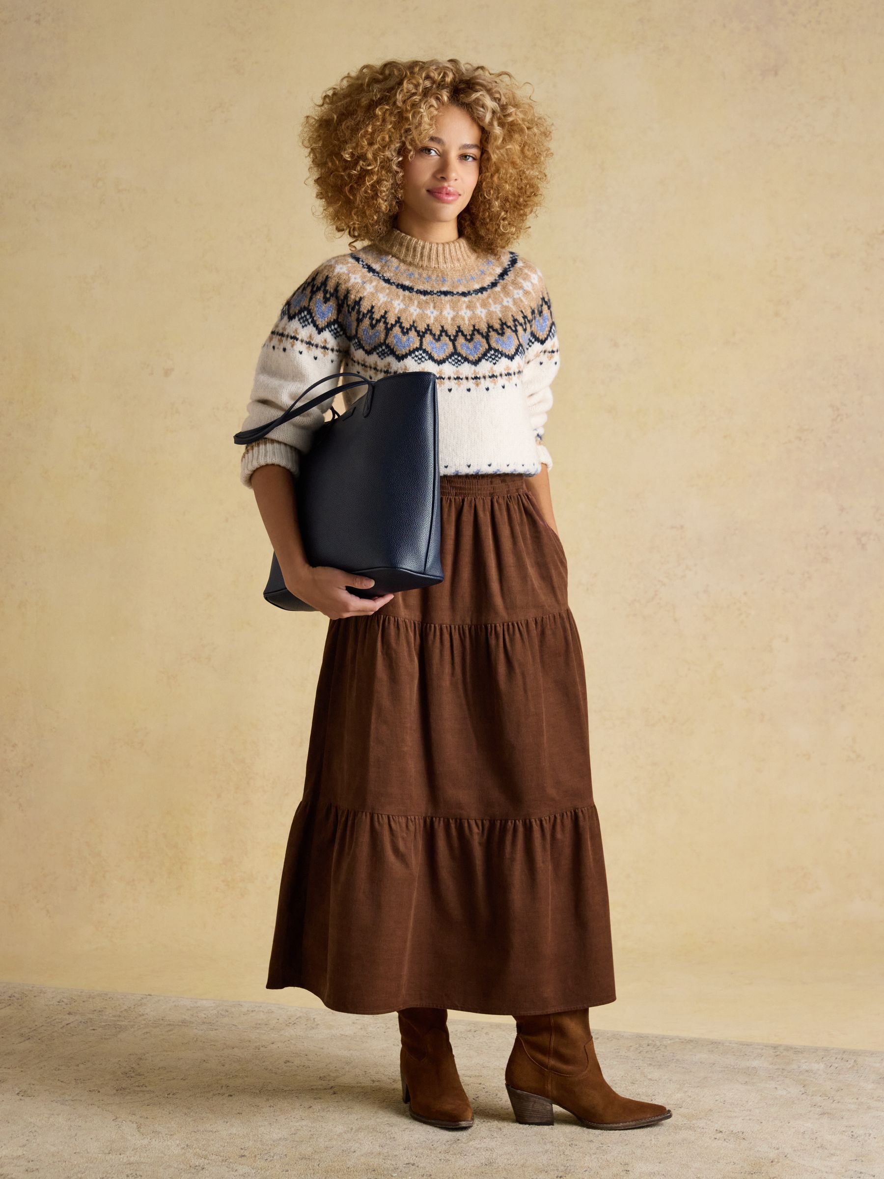 Charlie Cream & Brown Fair Isle Knitted Jumper - Image 3 of 8