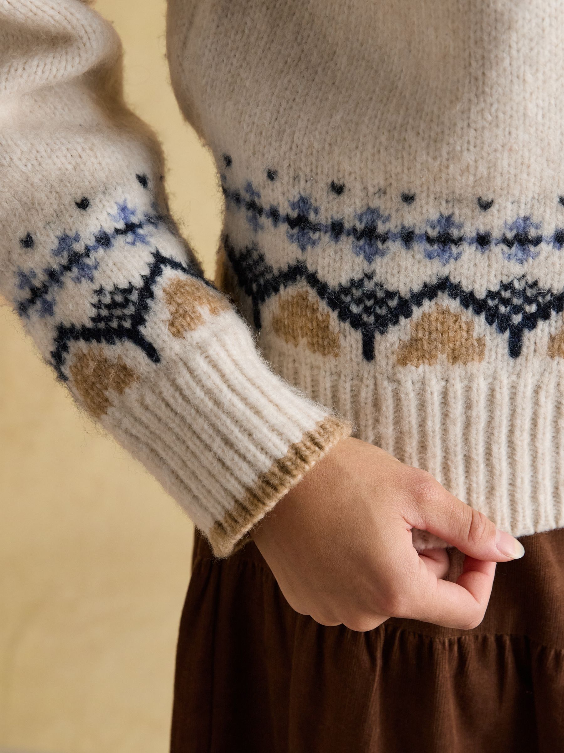 Charlie Cream & Brown Fair Isle Knitted Jumper - Image 5 of 8