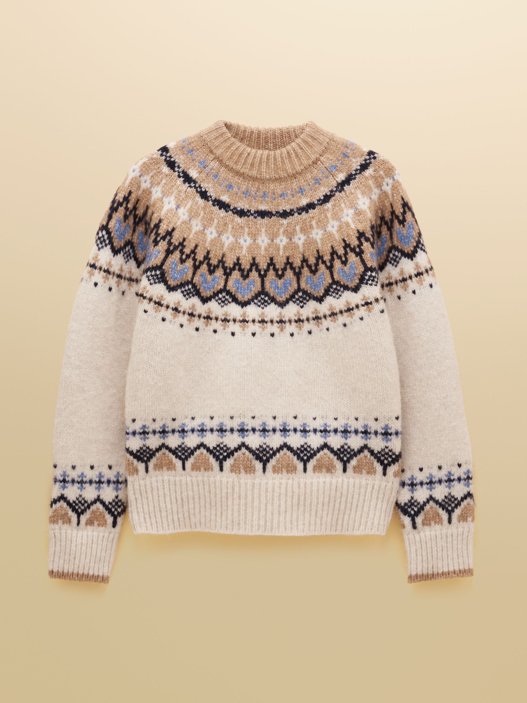 Charlie Cream & Brown Fair Isle Knitted Jumper - Image 8 of 8