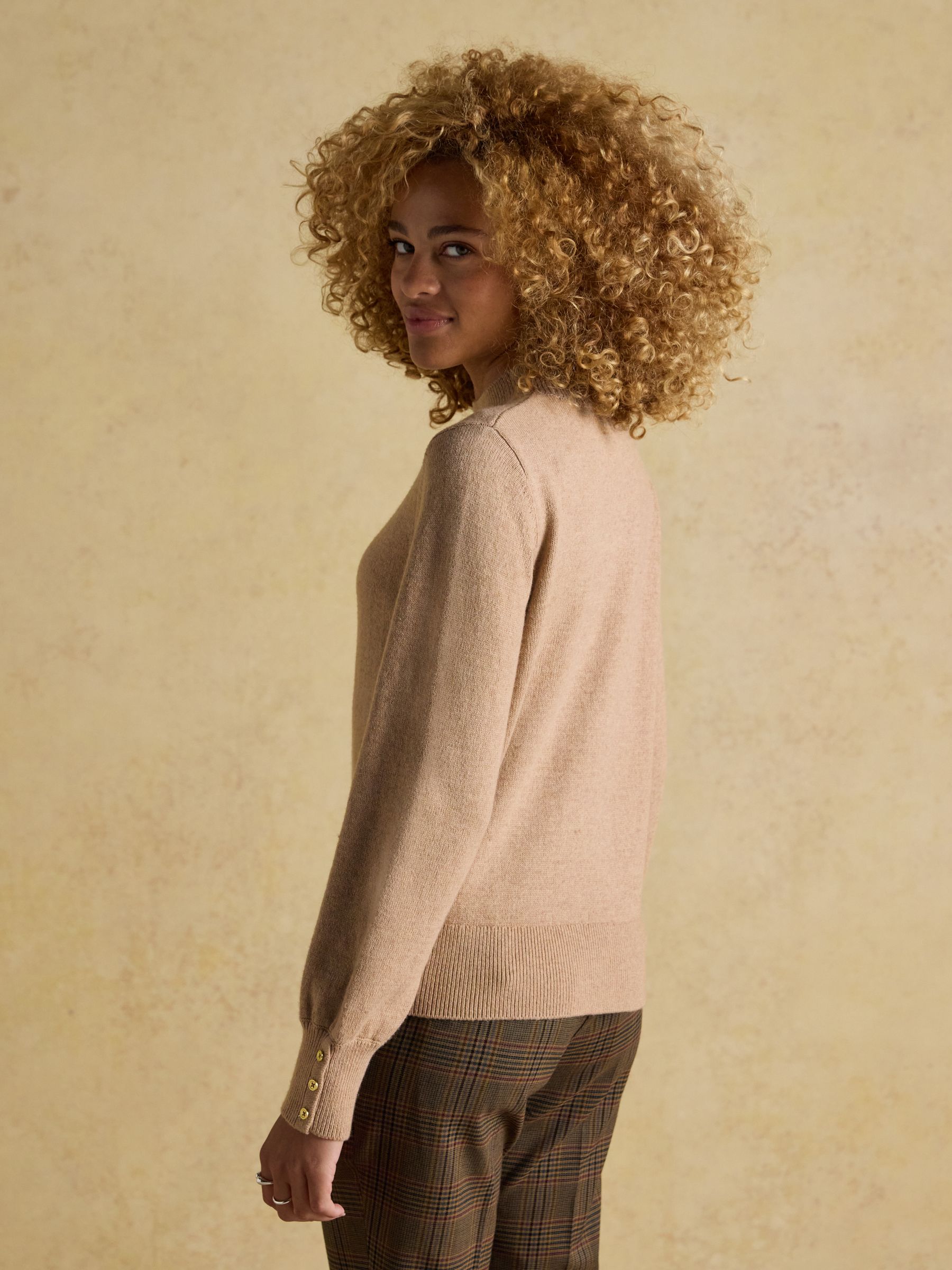 Enid Oatmeal Cotton-Rich High Neck Jumper - Image 2 of 6