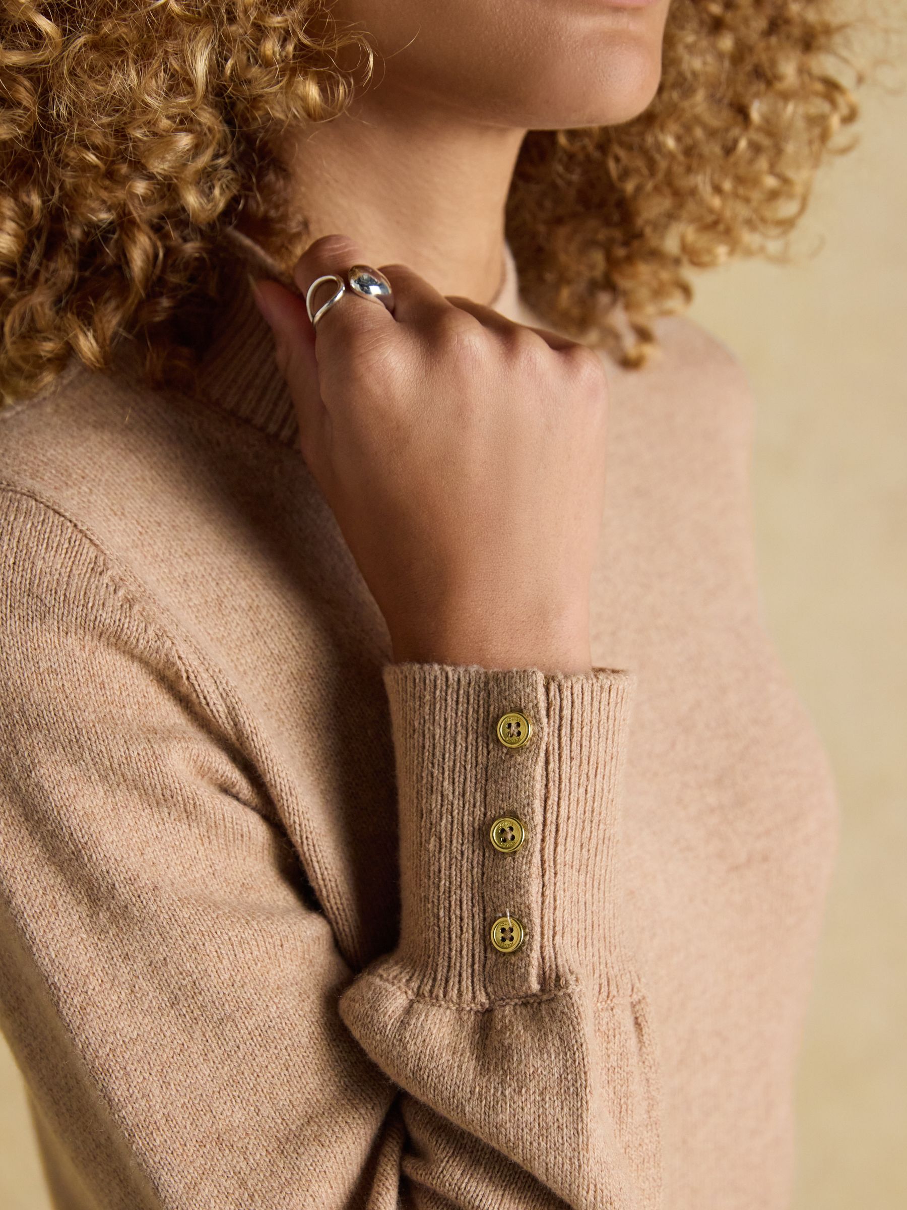 Enid Oatmeal Cotton-Rich High Neck Jumper - Image 4 of 6