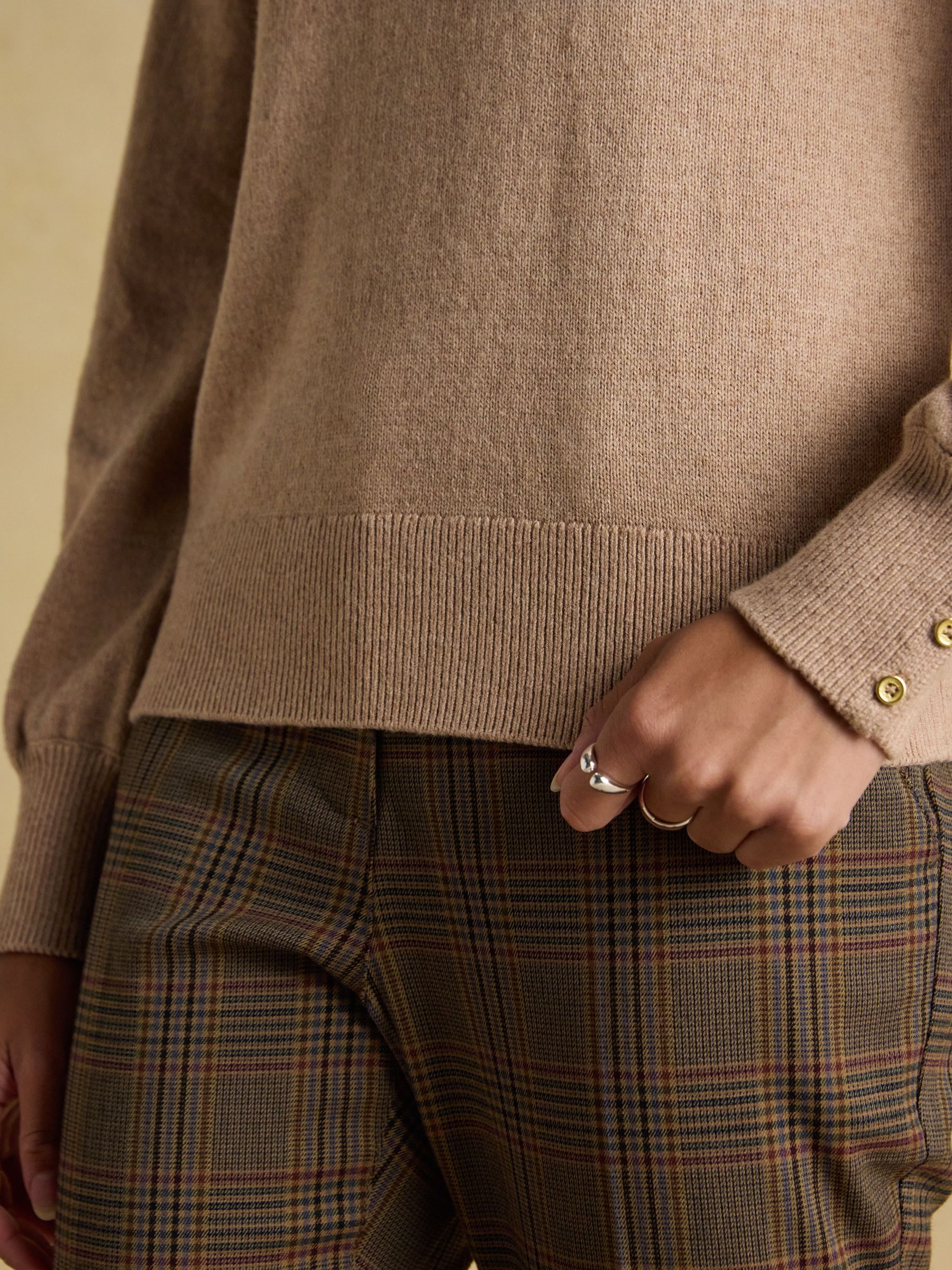 Enid Oatmeal Cotton-Rich High Neck Jumper - Image 5 of 6