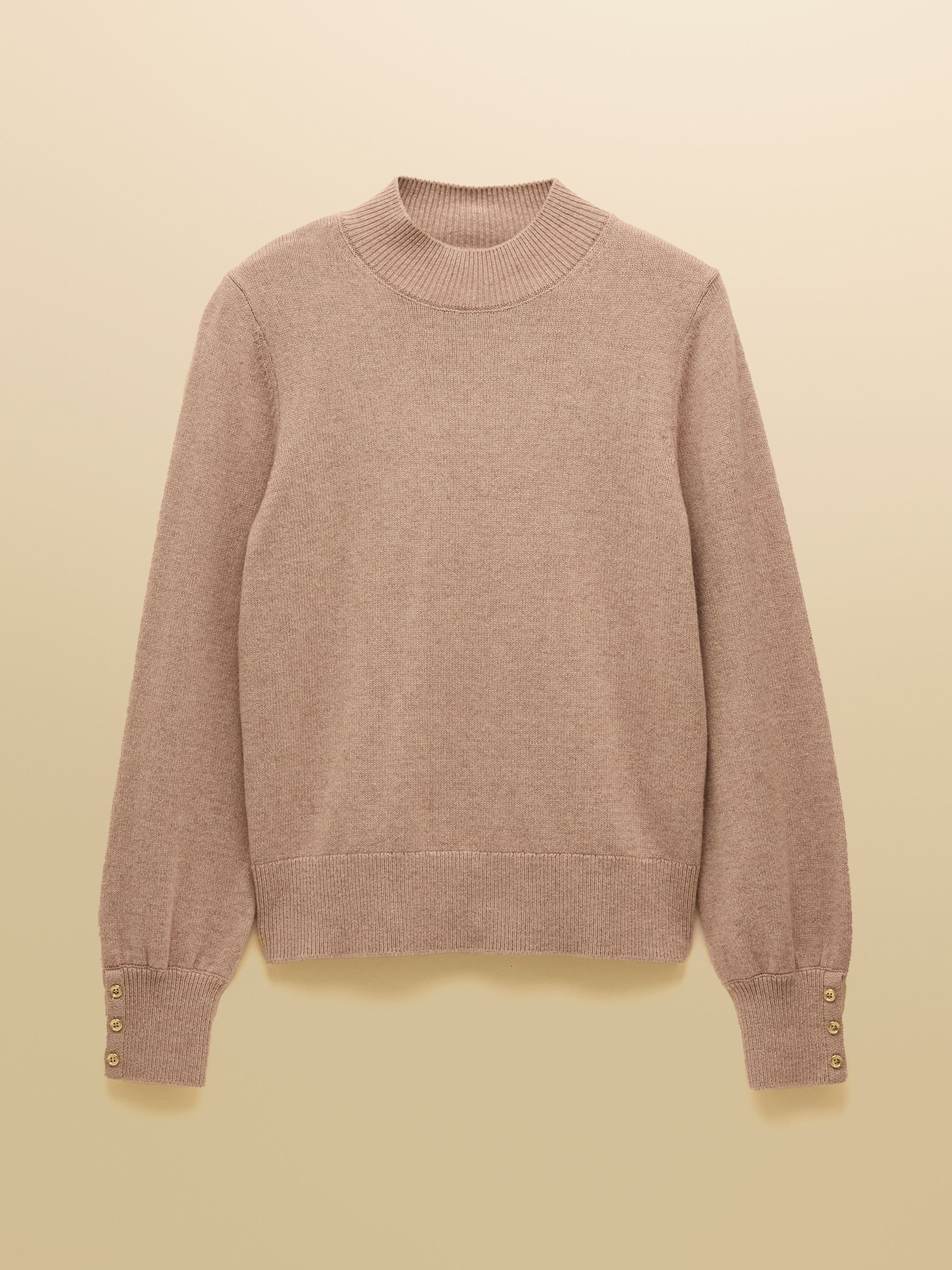 Enid Oatmeal Cotton-Rich High Neck Jumper - Image 6 of 6