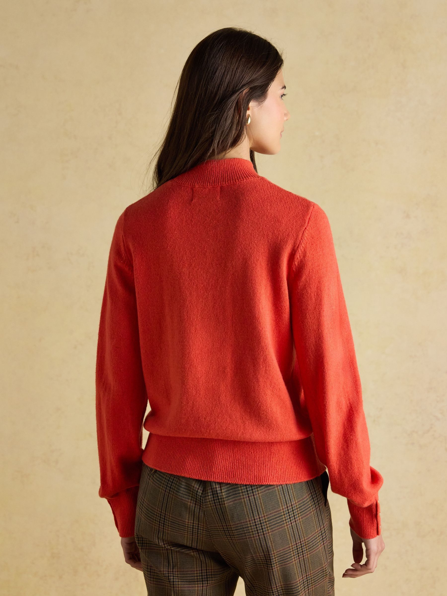 Enid Orange Cotton-Rich High Neck Jumper - Image 2 of 7