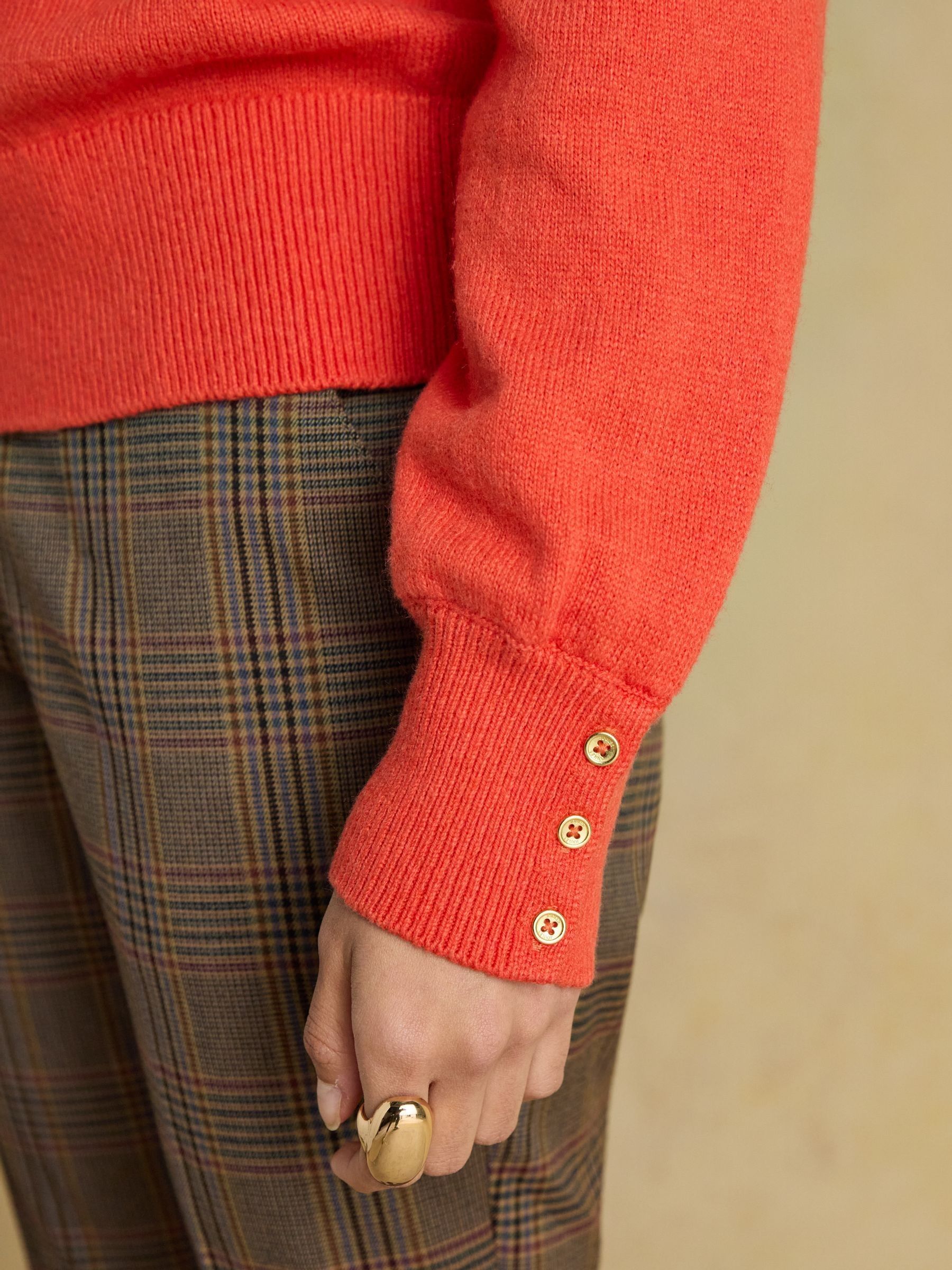 Enid Orange Cotton-Rich High Neck Jumper - Image 6 of 7