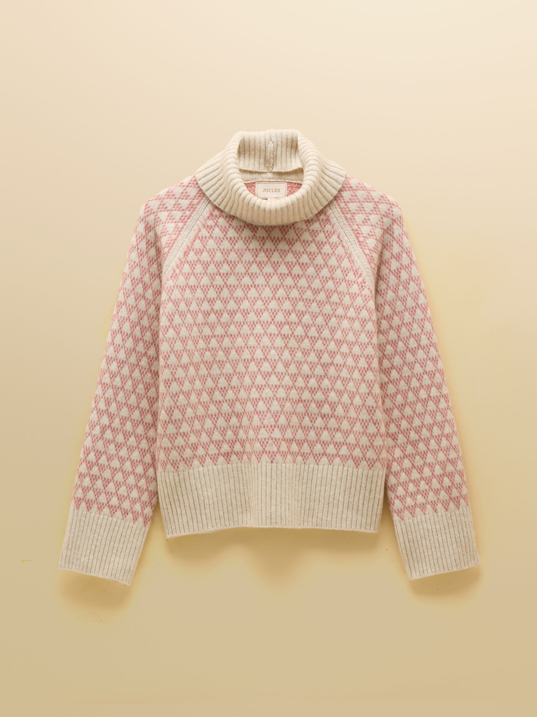 Addison Pink & Cream Patterned Knitted Jumper with Detachable Roll Neck - Image 10 of 10
