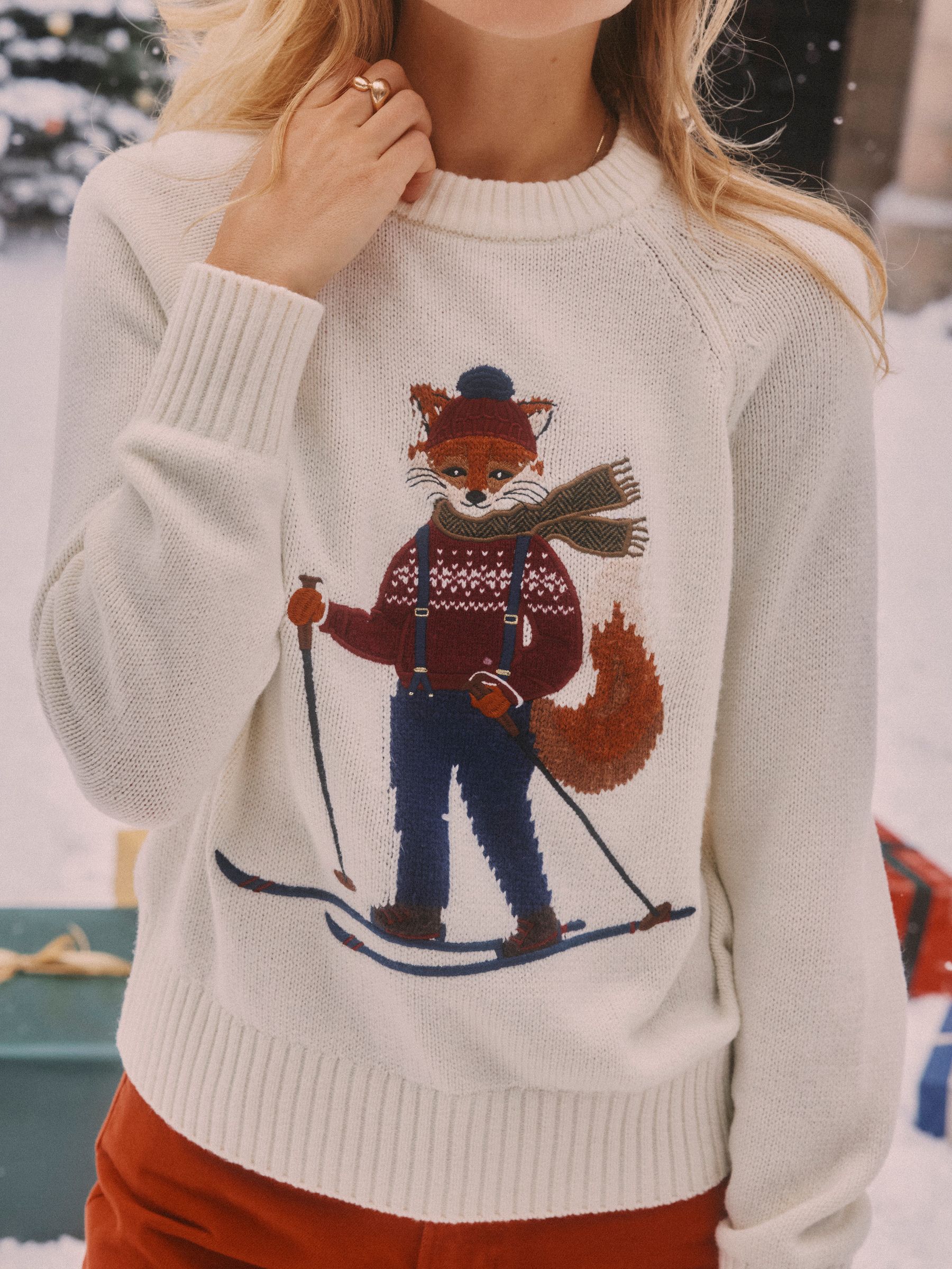 Cream Skiing Intarsia Cotton-Rich Crew Neck Jumper - Image 3 of 11