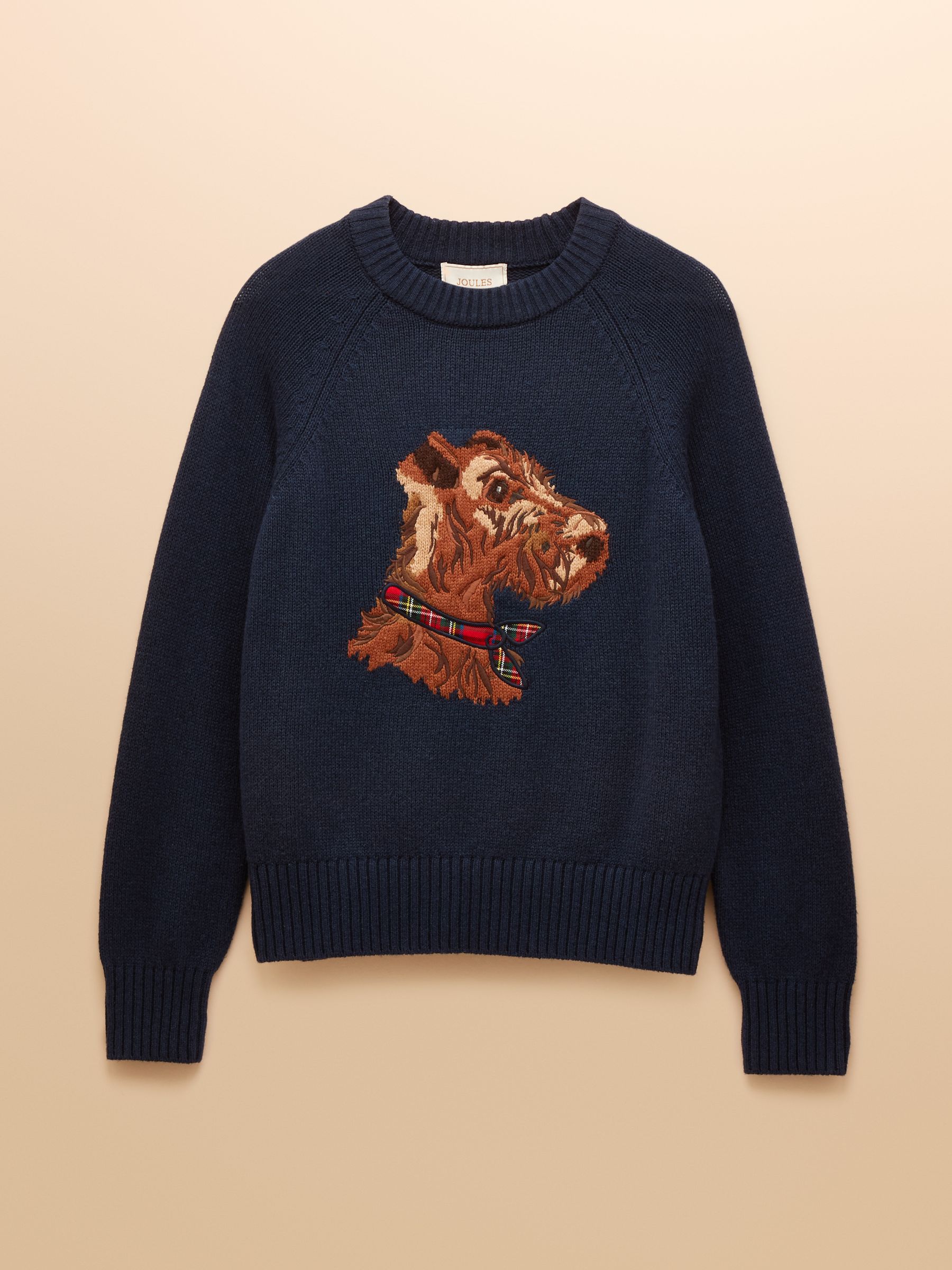 Navy Monty Dog Intarsia Cotton-Rich Crew Neck Jumper - Image 9 of 9