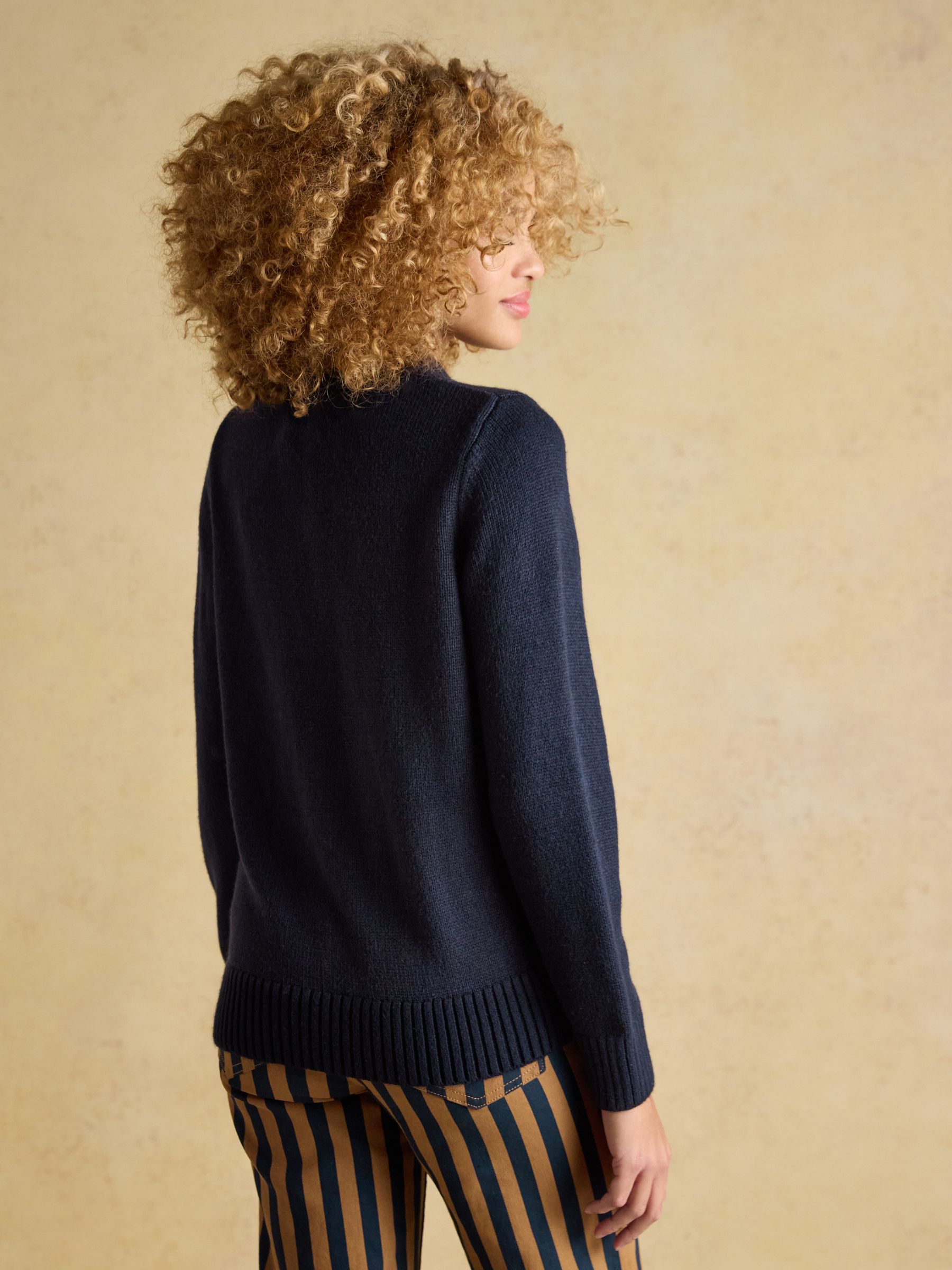 Noelle Navy Reindeer Embroidered Knitted Christmas Jumper - Image 2 of 8