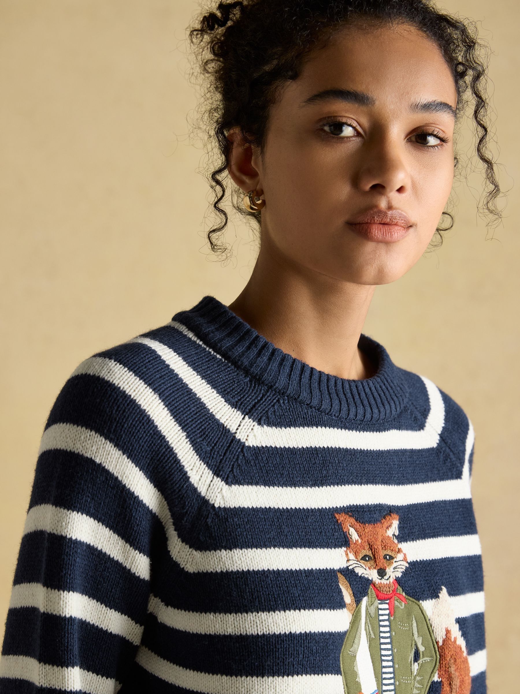 Navy Jonty Fox Intarsia Cotton-Rich Crew Neck Jumper - Image 8 of 10