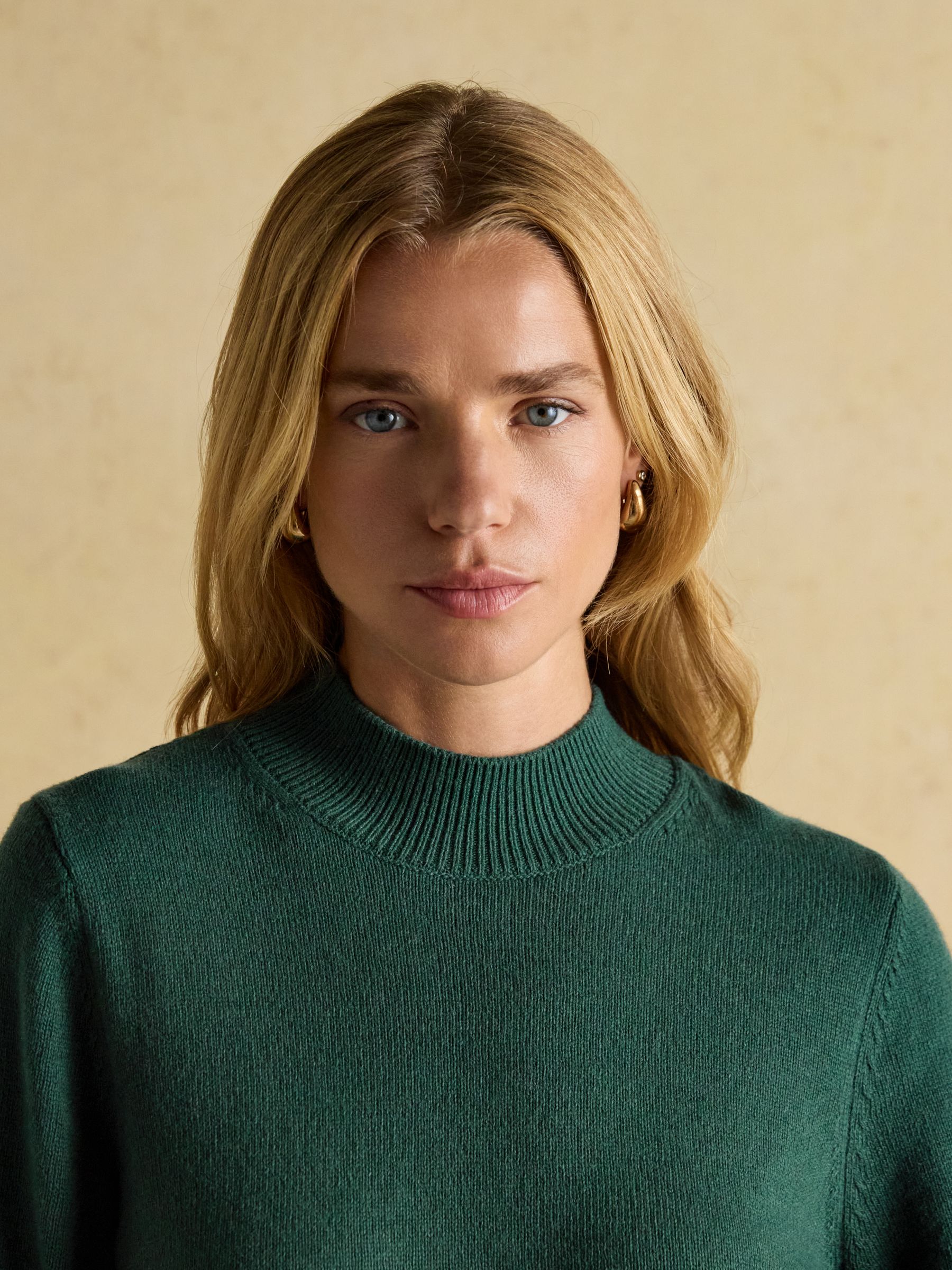 Enid Green Cotton-Rich High Neck Jumper - Image 4 of 8