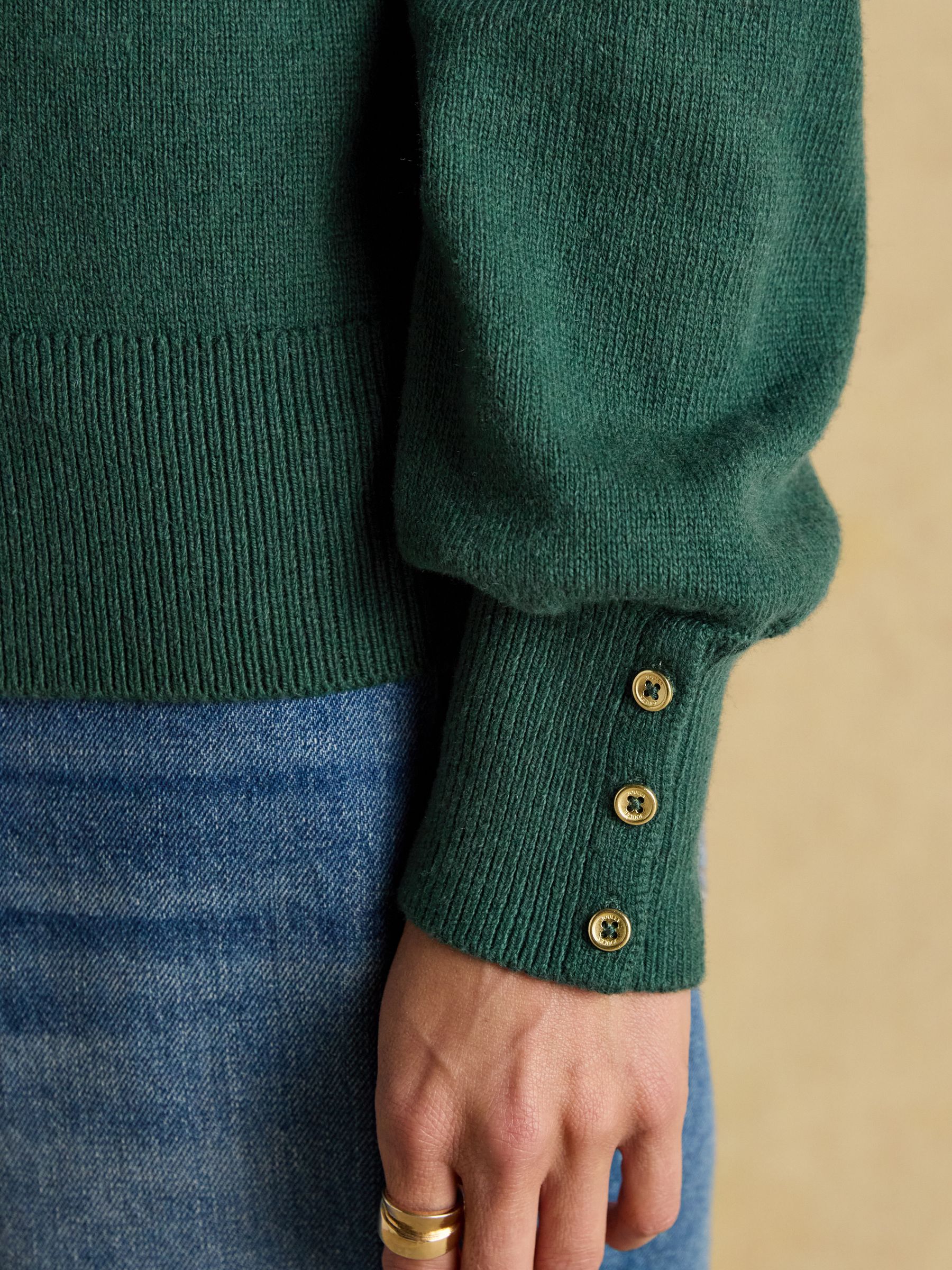 Enid Green Cotton-Rich High Neck Jumper - Image 7 of 8