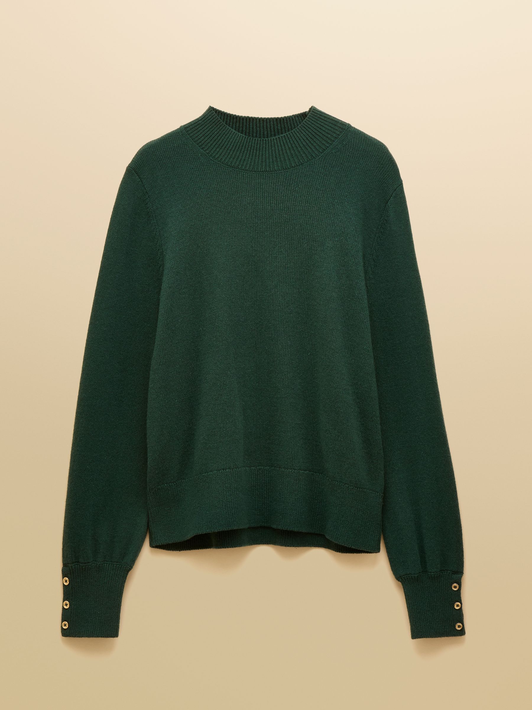 Enid Green Cotton-Rich High Neck Jumper - Image 8 of 8