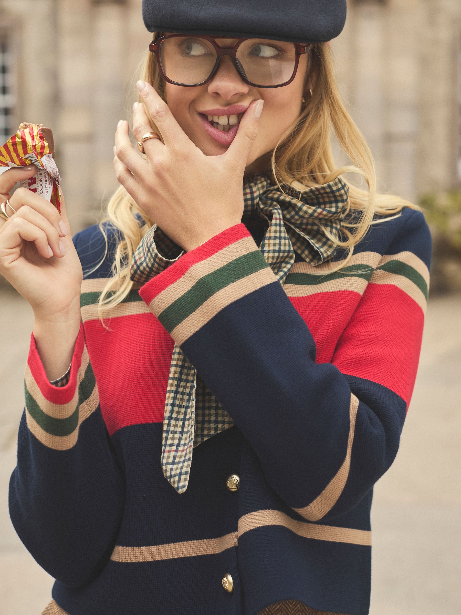 Constance Multi Stripe Cotton Knitted Cardigan - Image 1 of 11