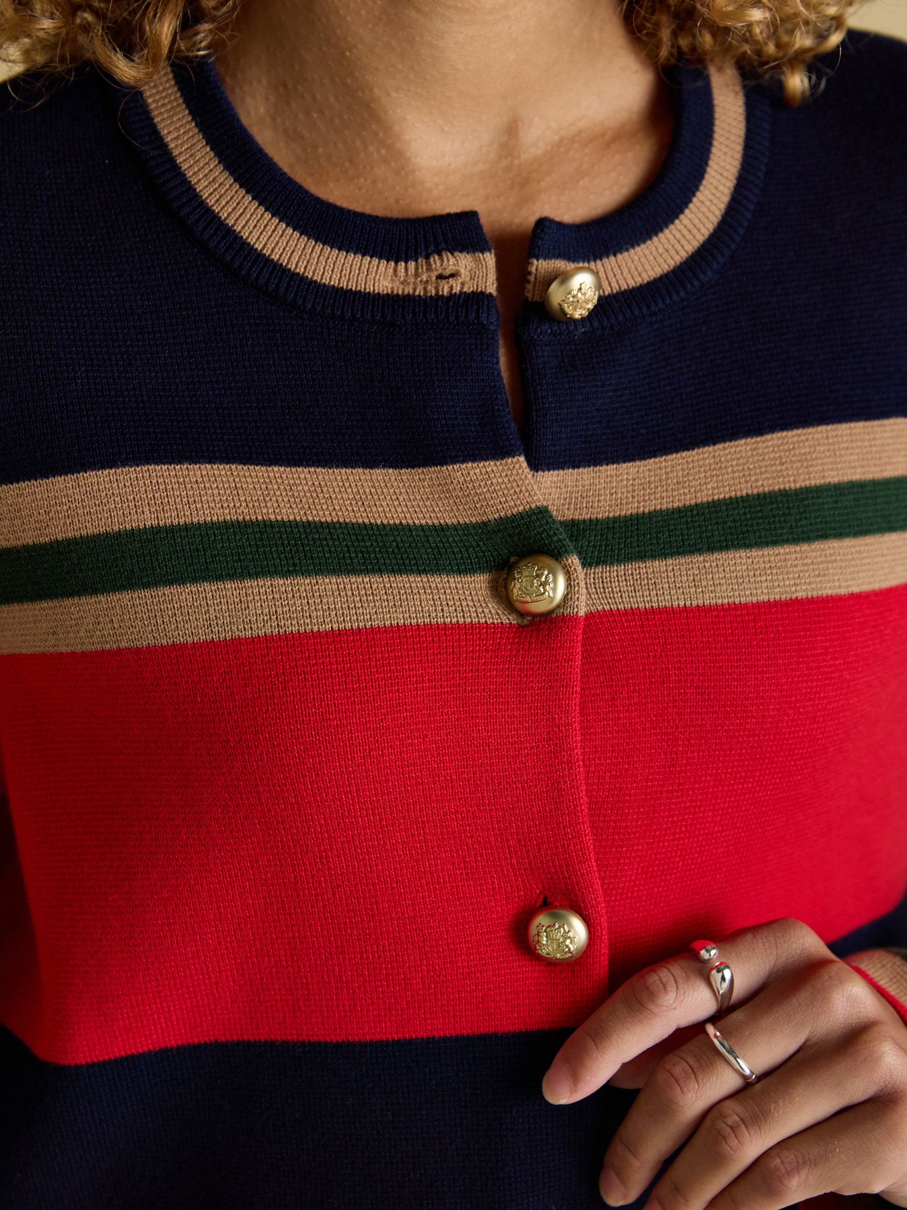 Constance Multi Stripe Cotton Knitted Cardigan - Image 10 of 11