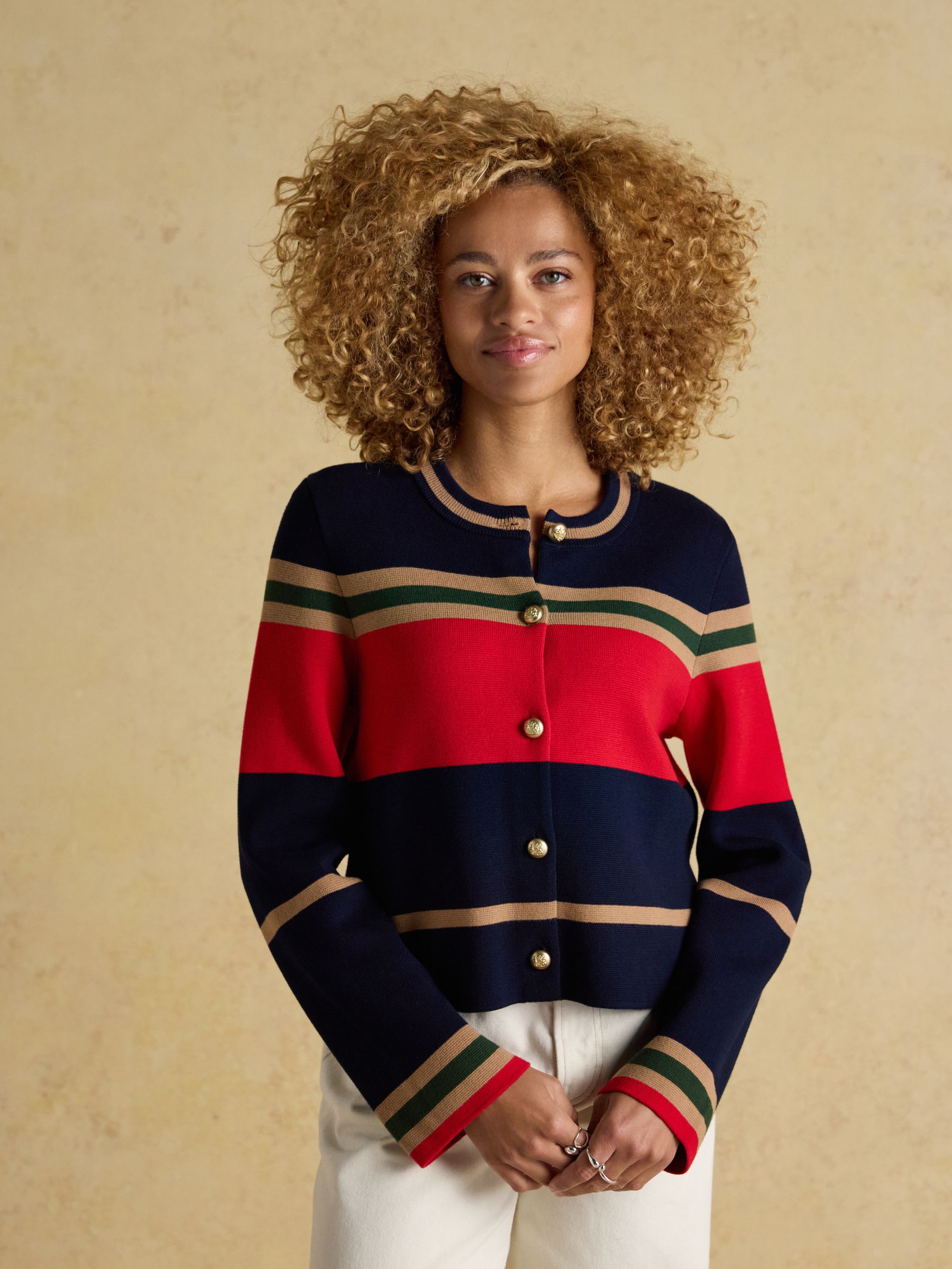 Constance Multi Stripe Cotton Knitted Cardigan - Image 4 of 11