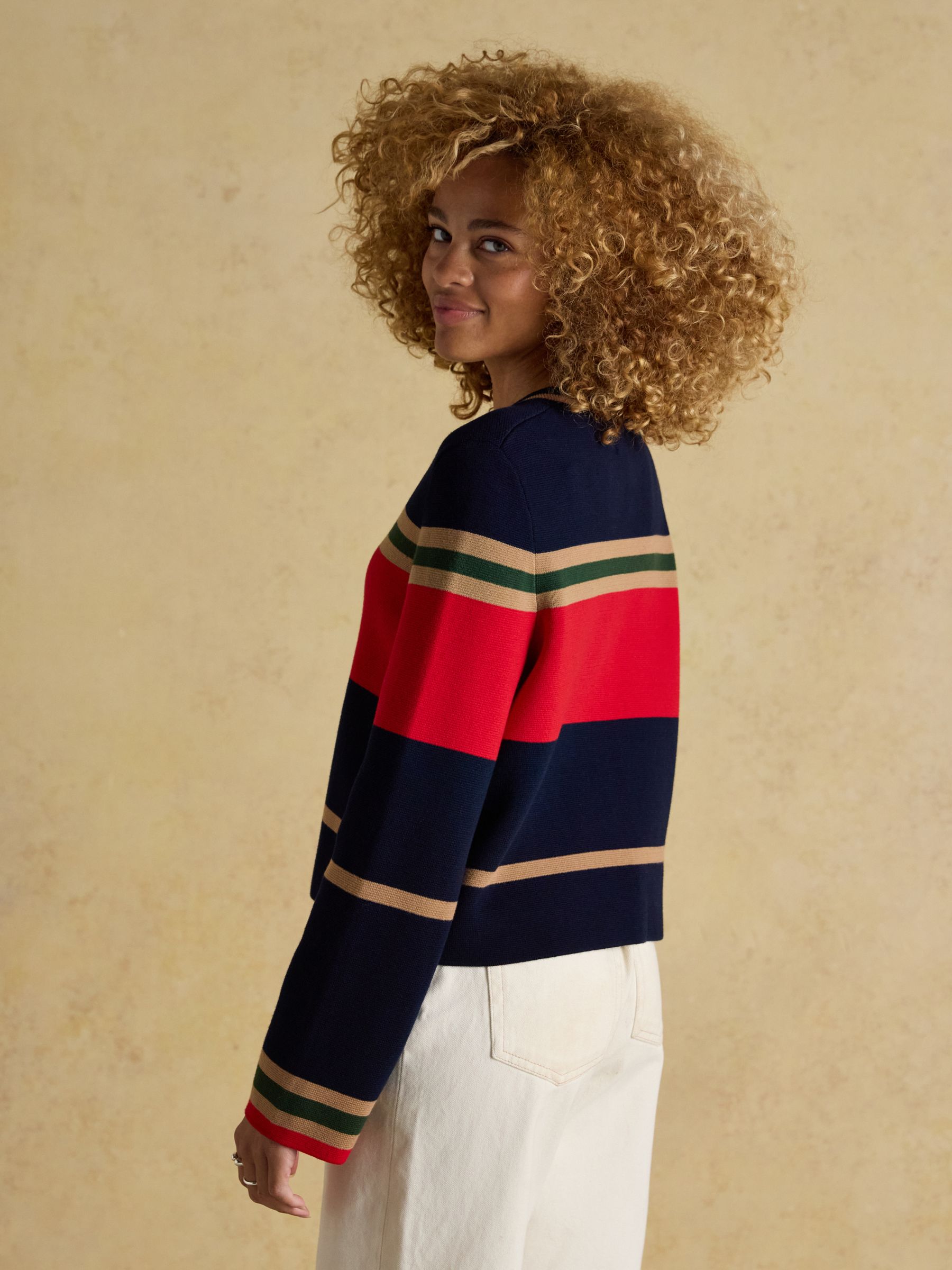 Constance Multi Stripe Cotton Knitted Cardigan - Image 5 of 11