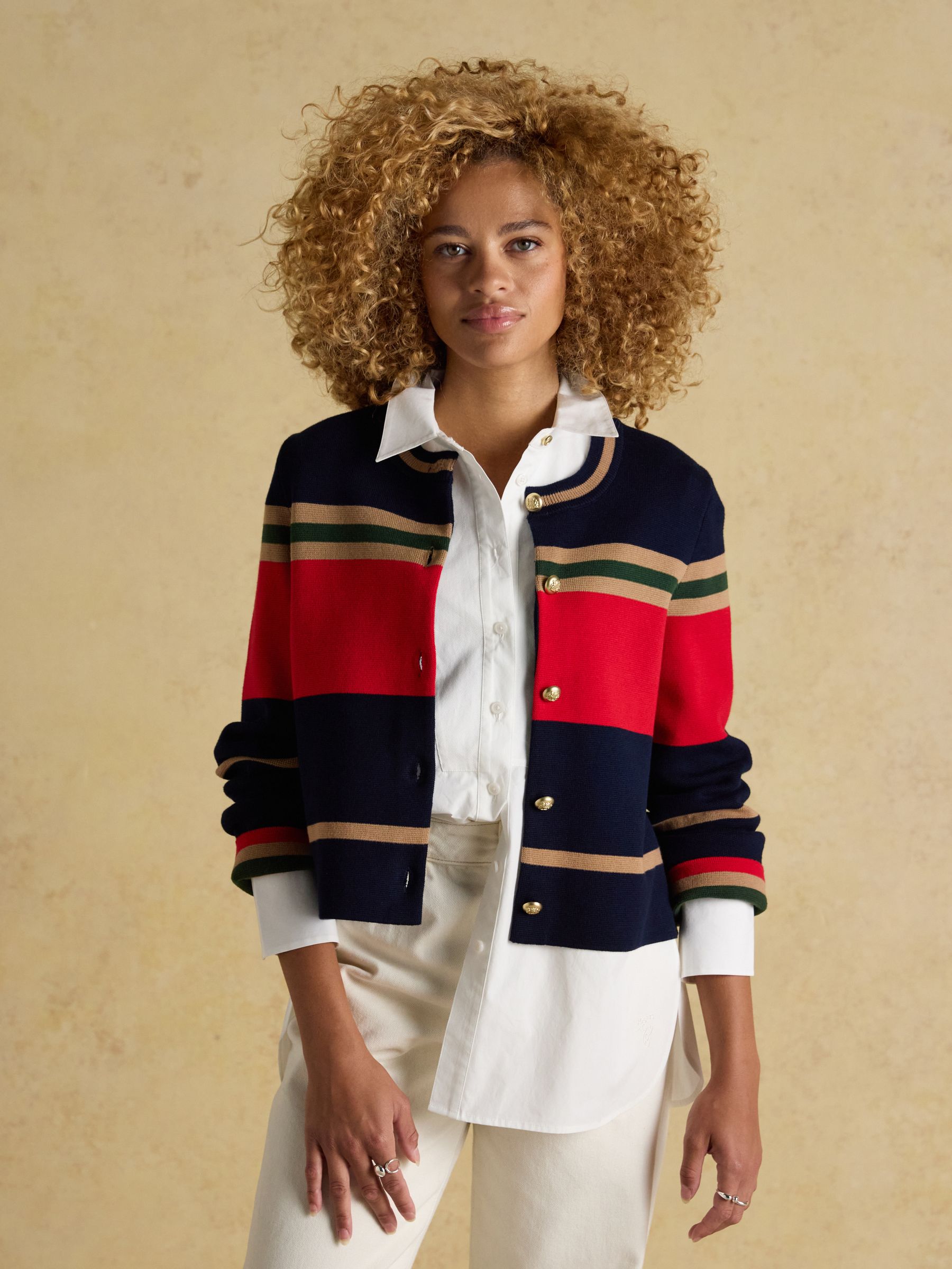 Constance Multi Stripe Cotton Knitted Cardigan - Image 7 of 11