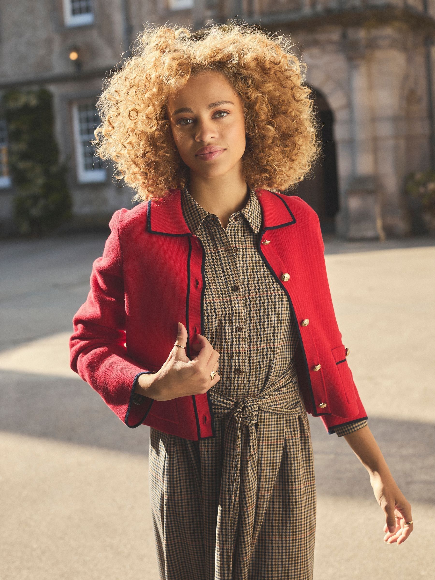 Red Collared Knitted Button Up Cardigan - Image 1 of 14 Red Collared Knitted Button Up Cardigan - Image 1 of 14