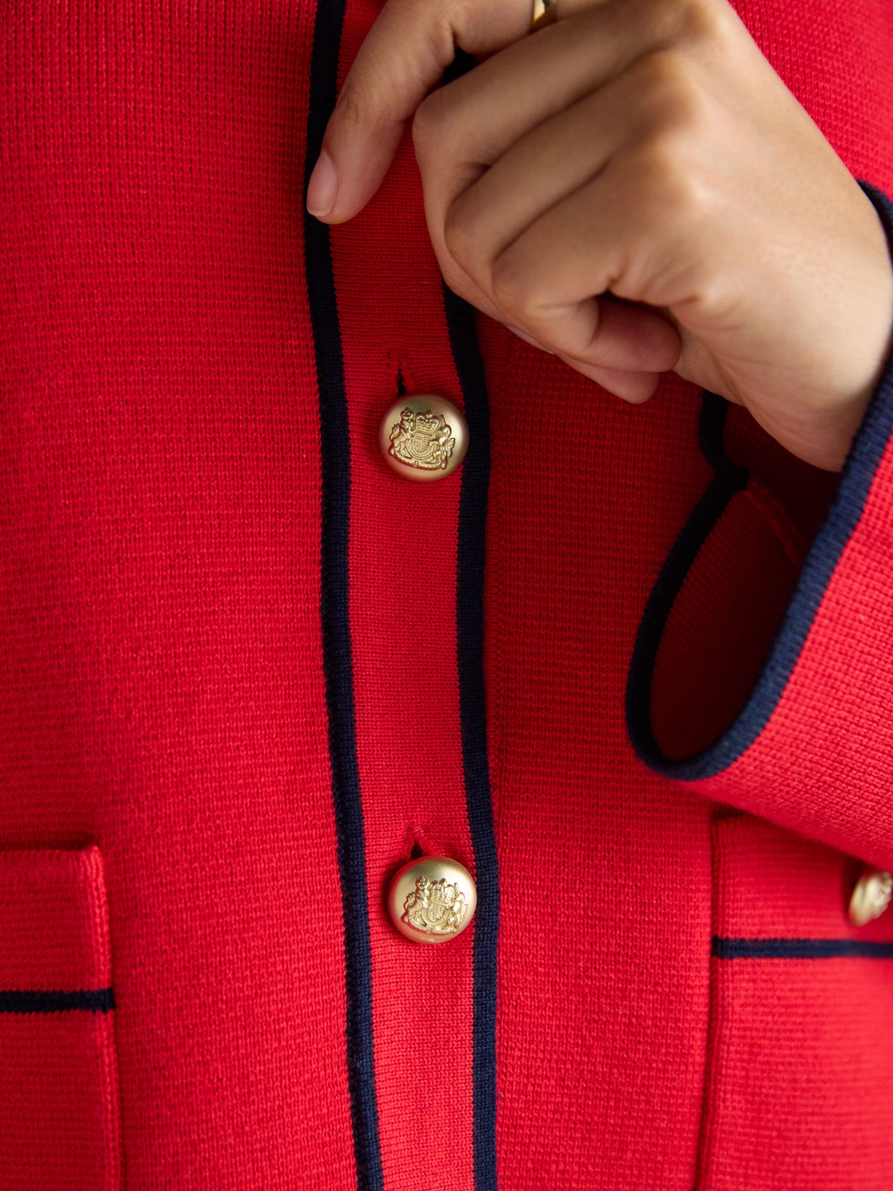 Red Collared Knitted Button Up Cardigan - Image 6 of 14