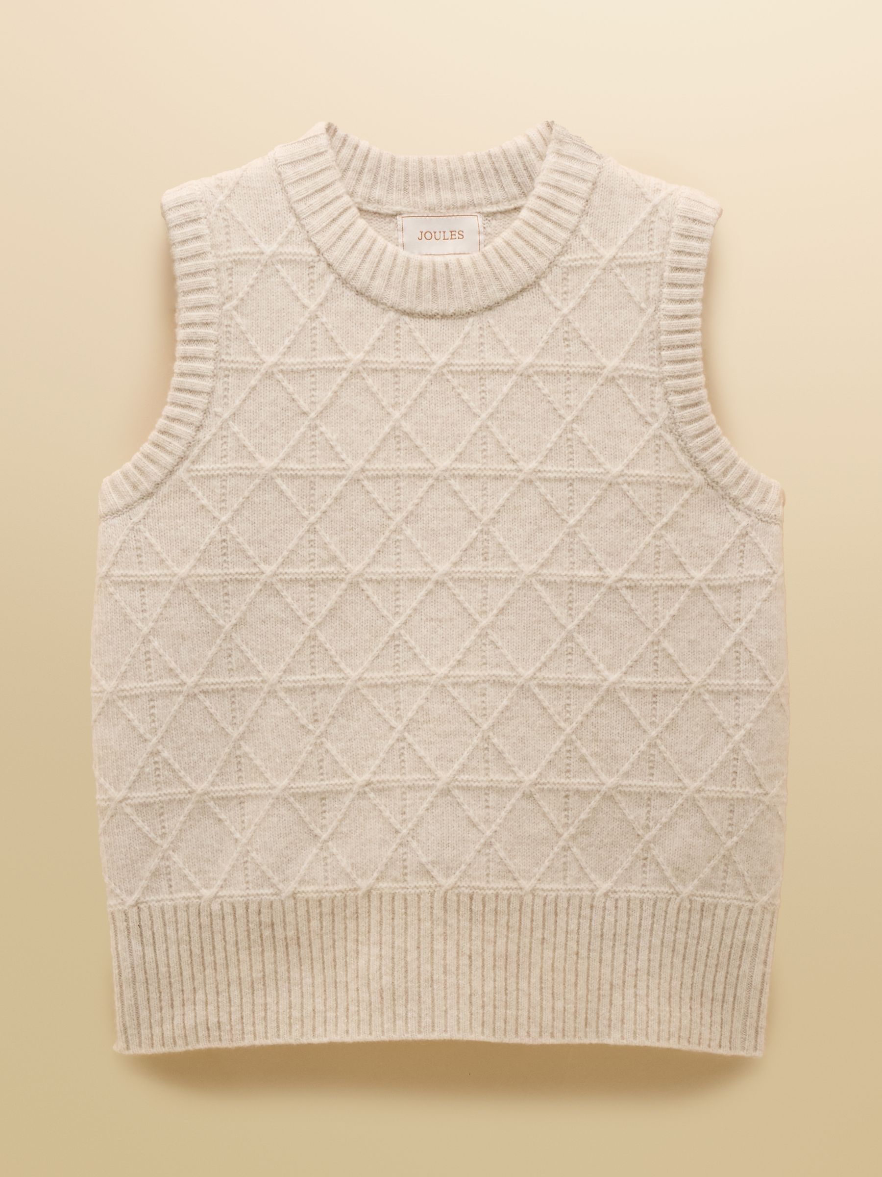 Reid Cream Textured Knitted Vest with Crew Neck - Image 7 of 7