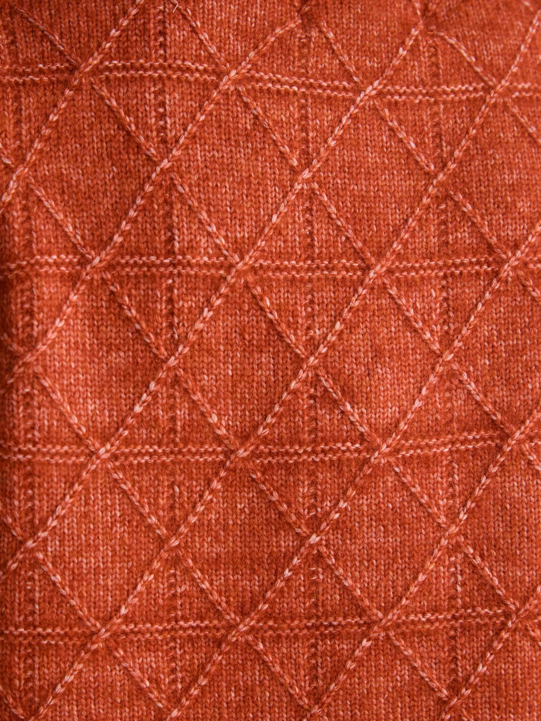 Reid Burnt Orange Textured Knitted Vest with Crew Neck - Image 6 of 7