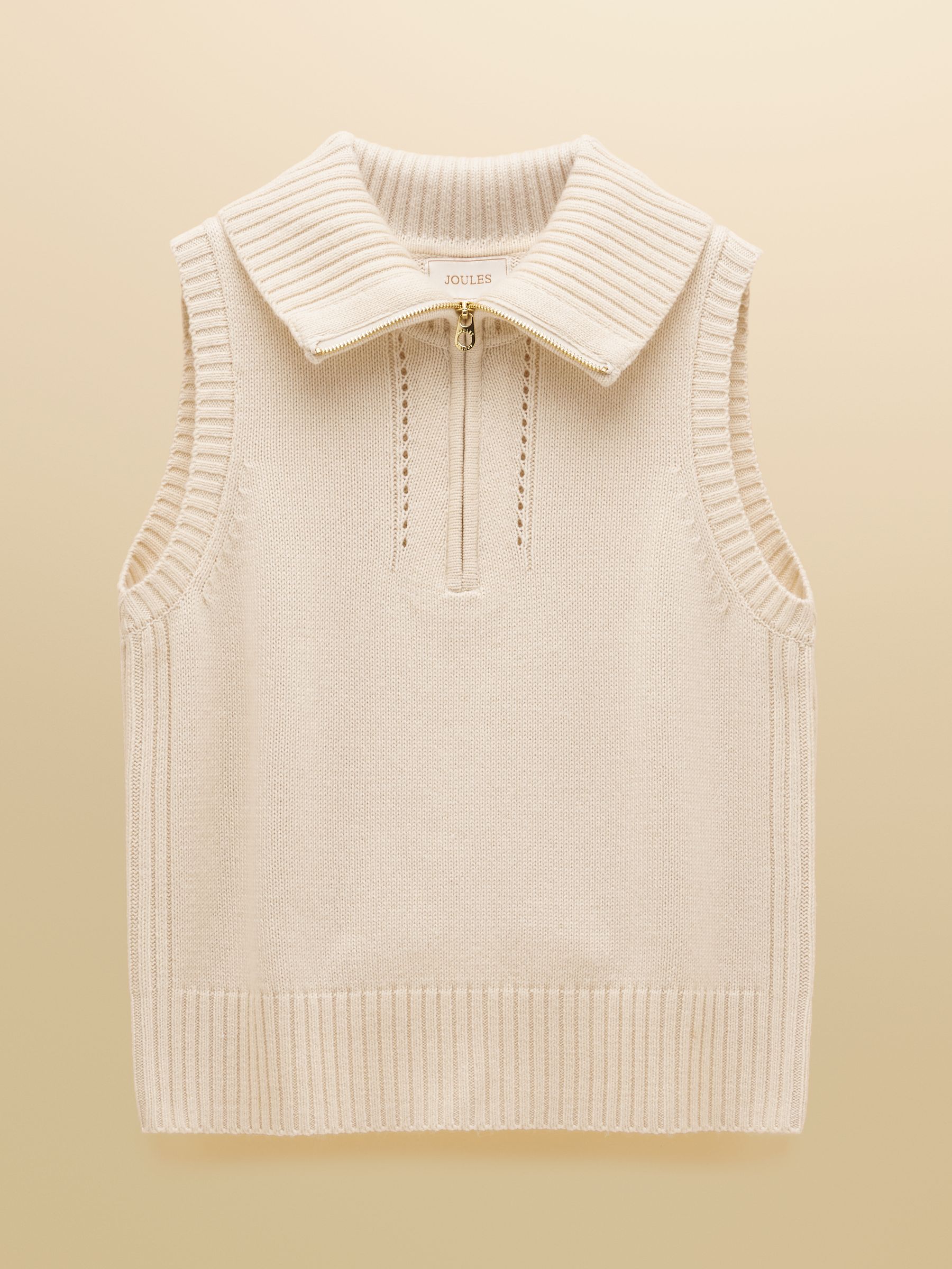 Nancy Cream Quarter Zip Collared Knitted Vest - Image 10 of 10