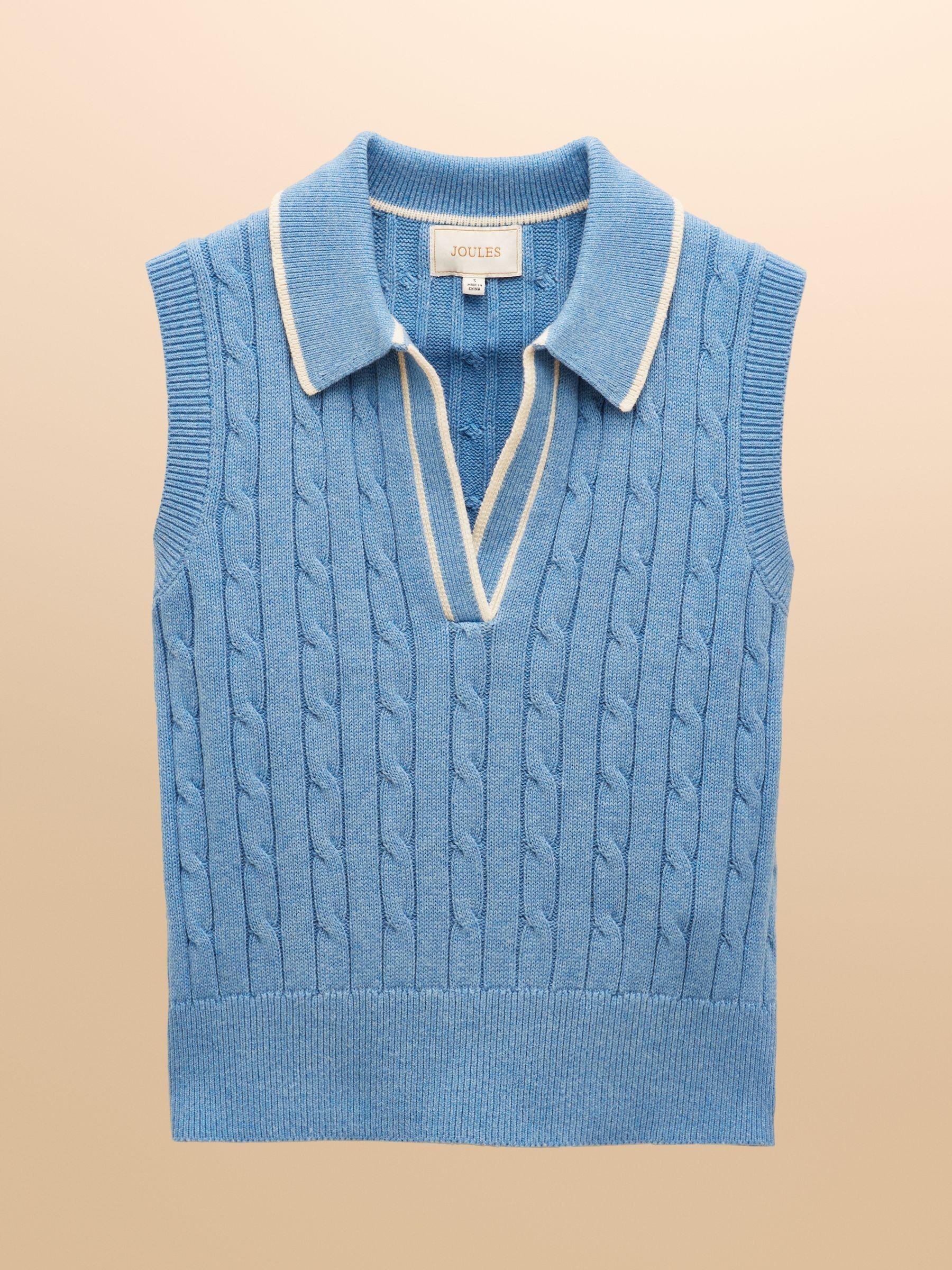Janey Blue Cotton Collared Cable Tank - Image 6 of 6