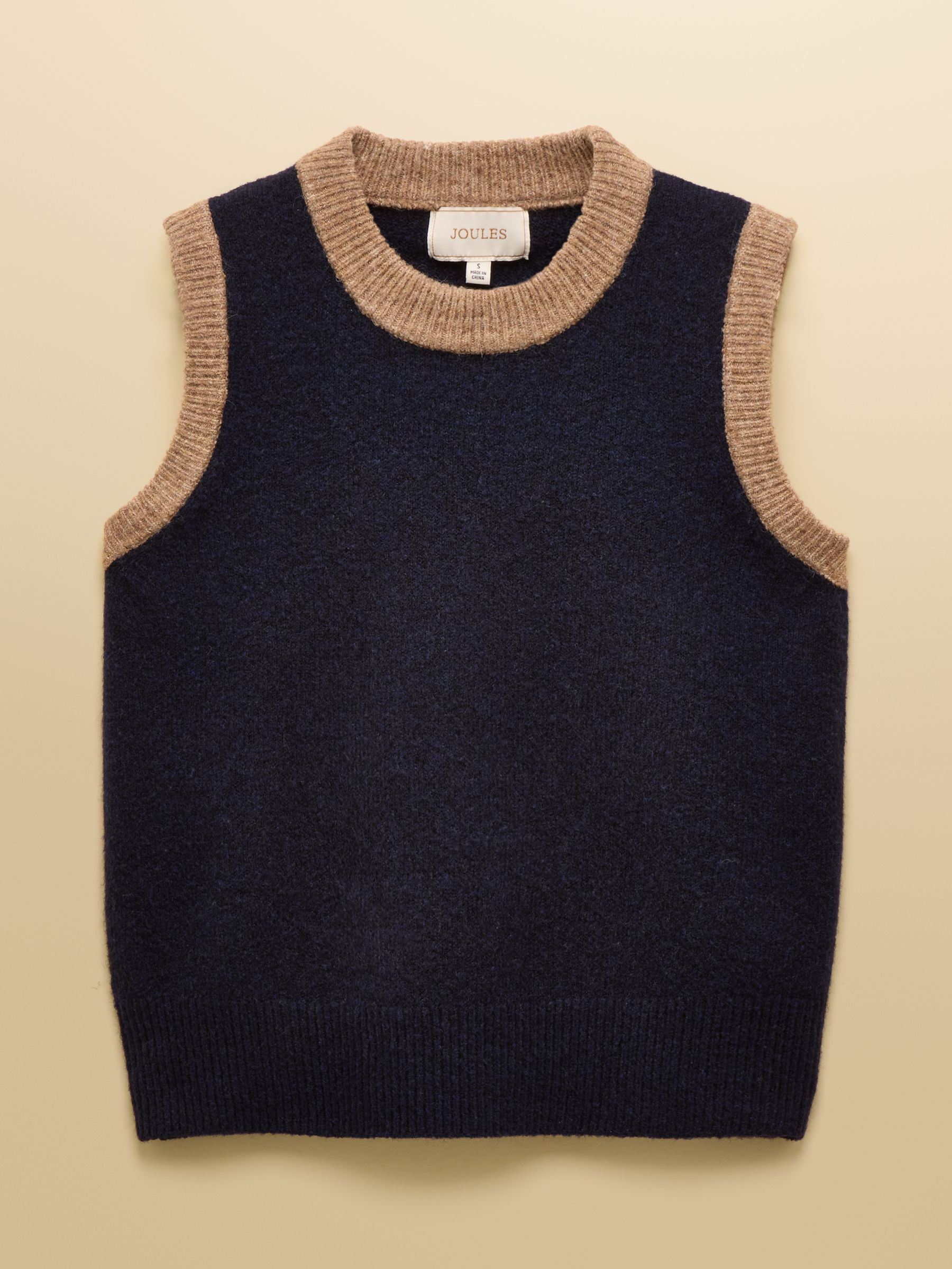 Holly Navy & Camel Knitted Crew Neck Vest - Image 11 of 11
