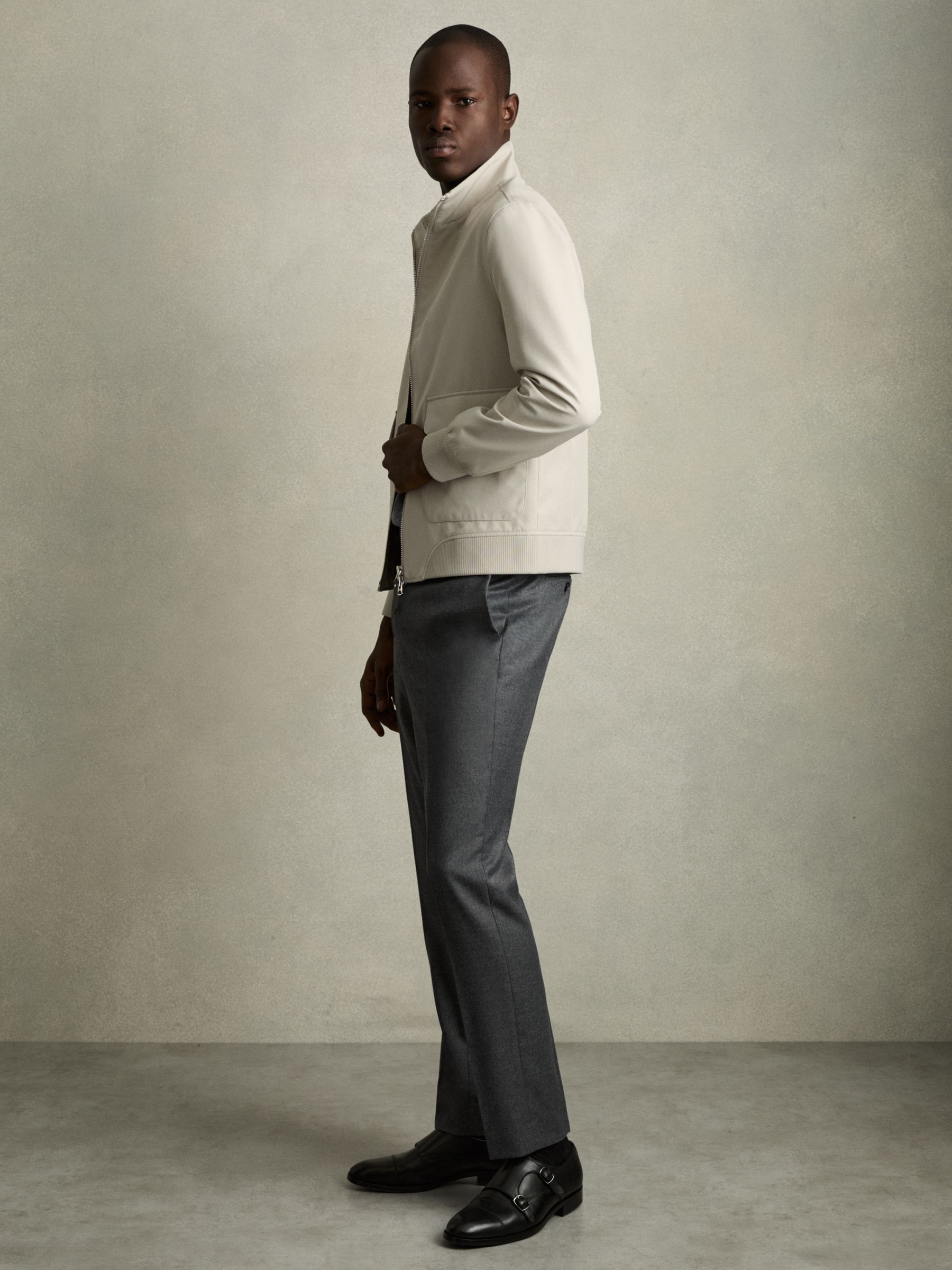 Zip-Through Funnel-Neck Jacket in Stone - Image 3 of 8