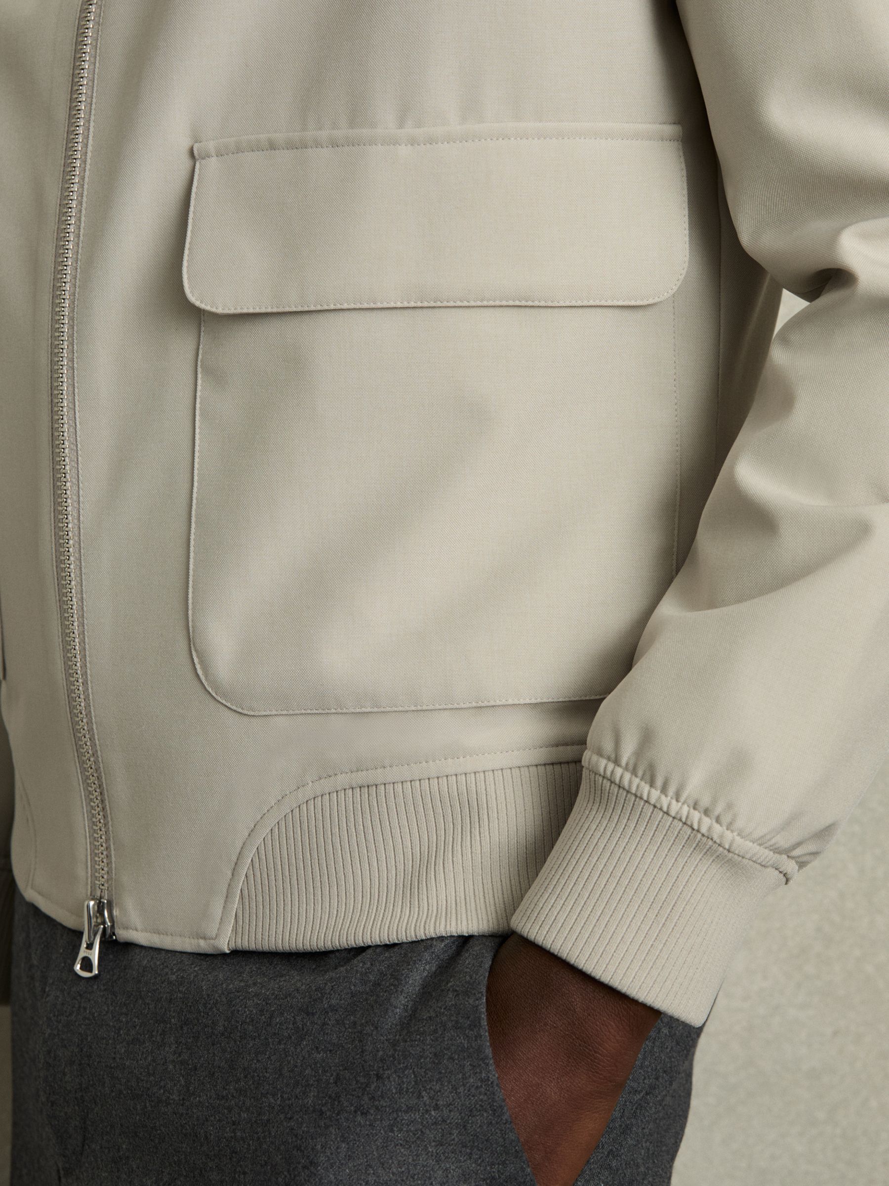Zip-Through Funnel-Neck Jacket in Stone - Image 4 of 8
