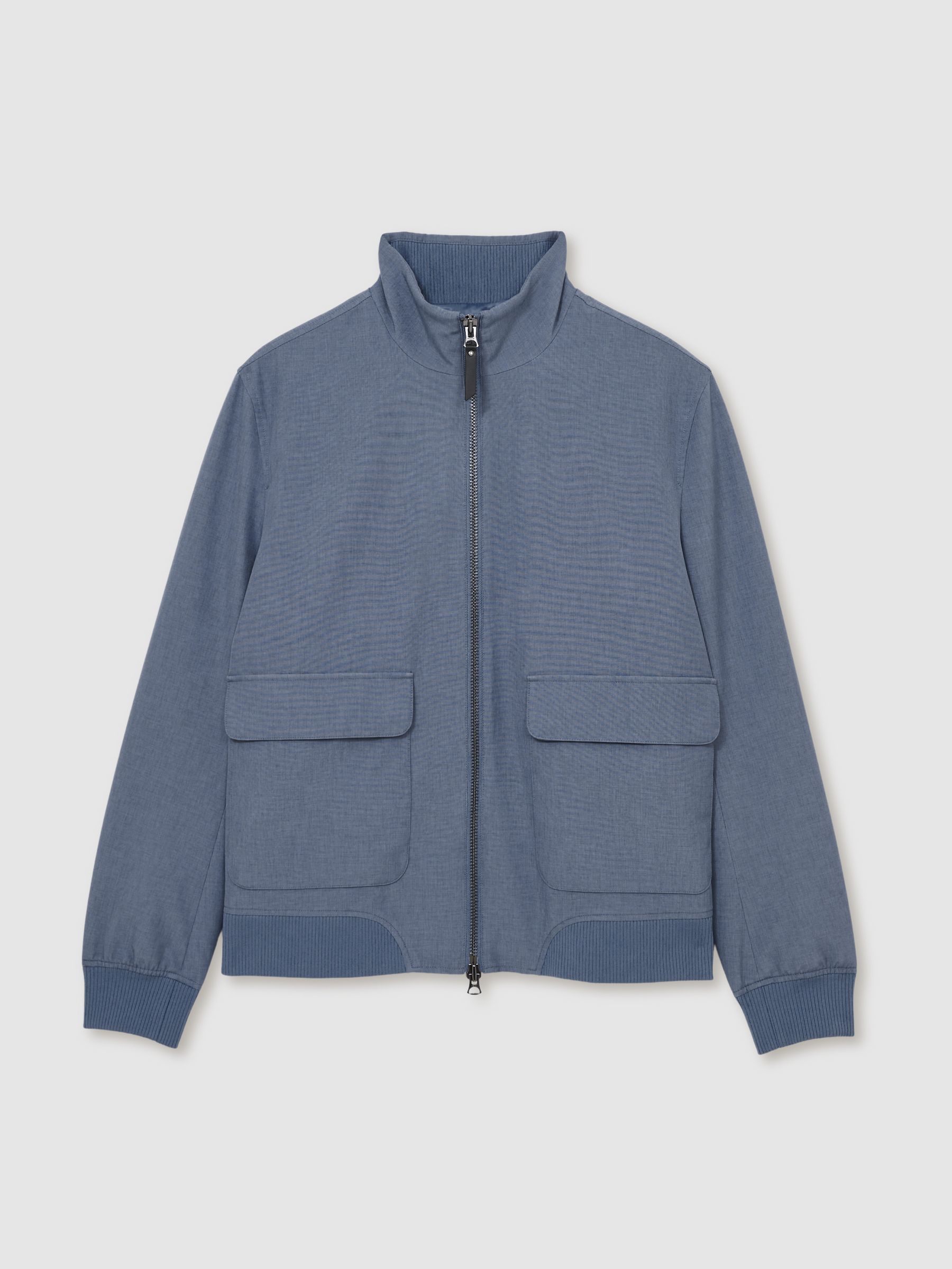 Zip-Through Funnel-Neck Jacket in Airforce Blue - Image 2 of 8