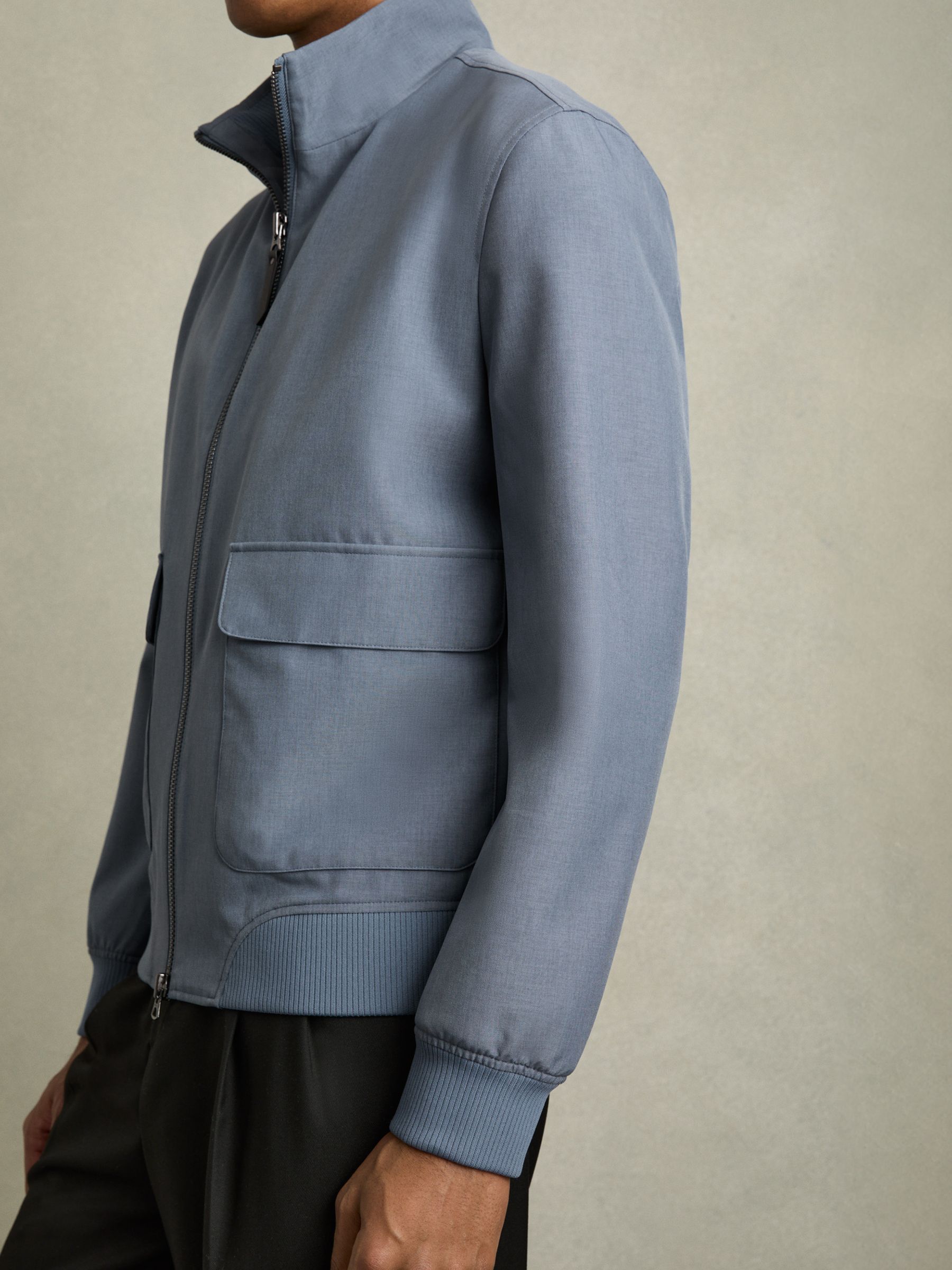 Zip-Through Funnel-Neck Jacket in Airforce Blue - Image 5 of 8