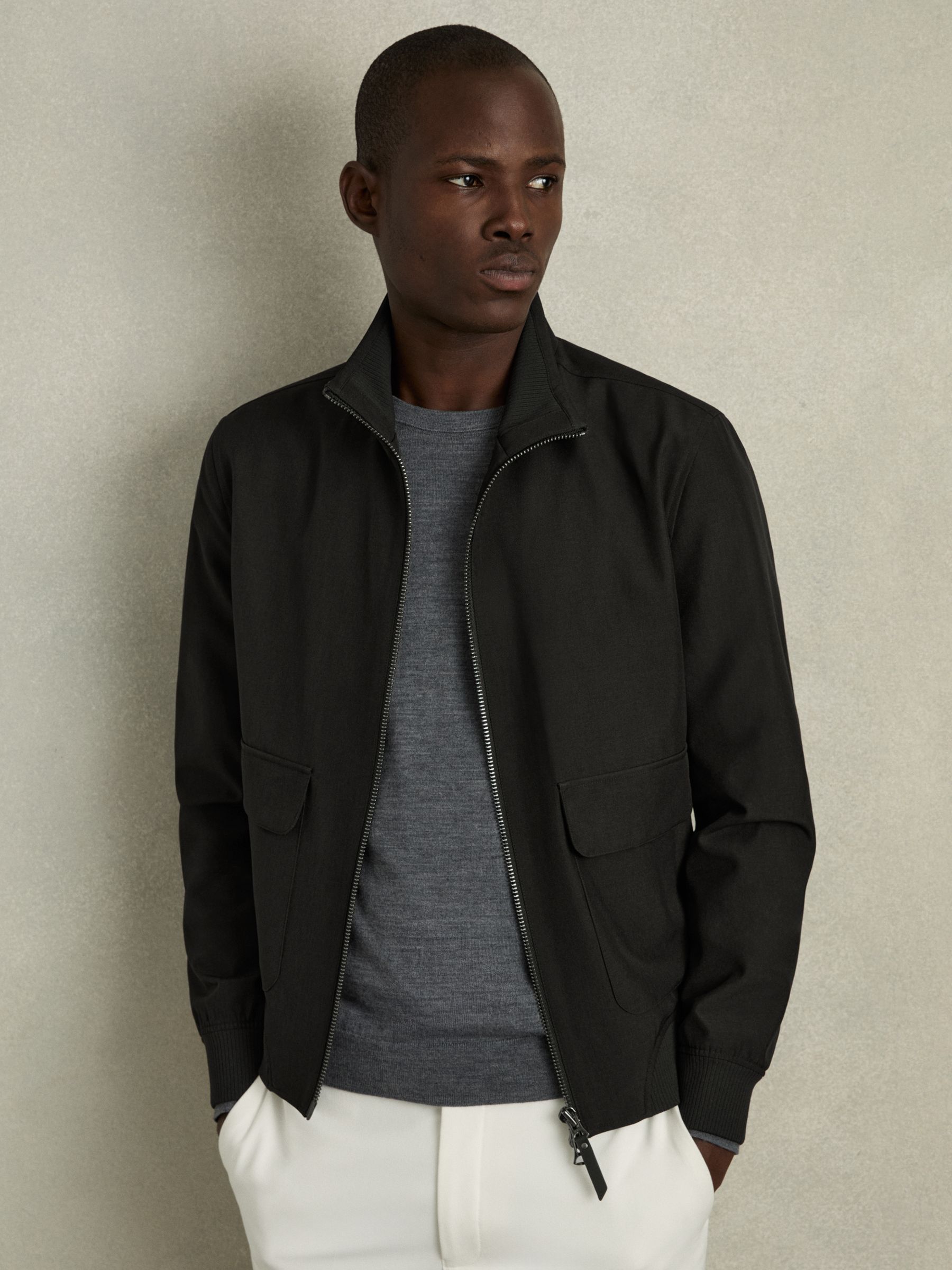 Zip-Through Funnel-Neck Jacket in Black - Image 1 of 7