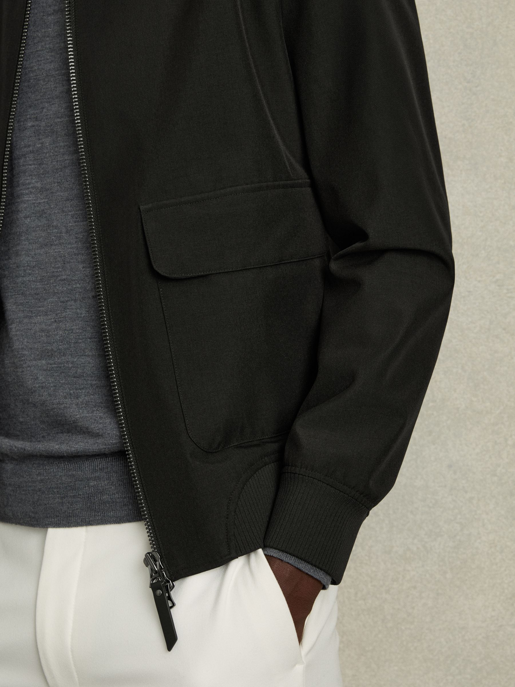 Zip-Through Funnel-Neck Jacket in Black - image 4