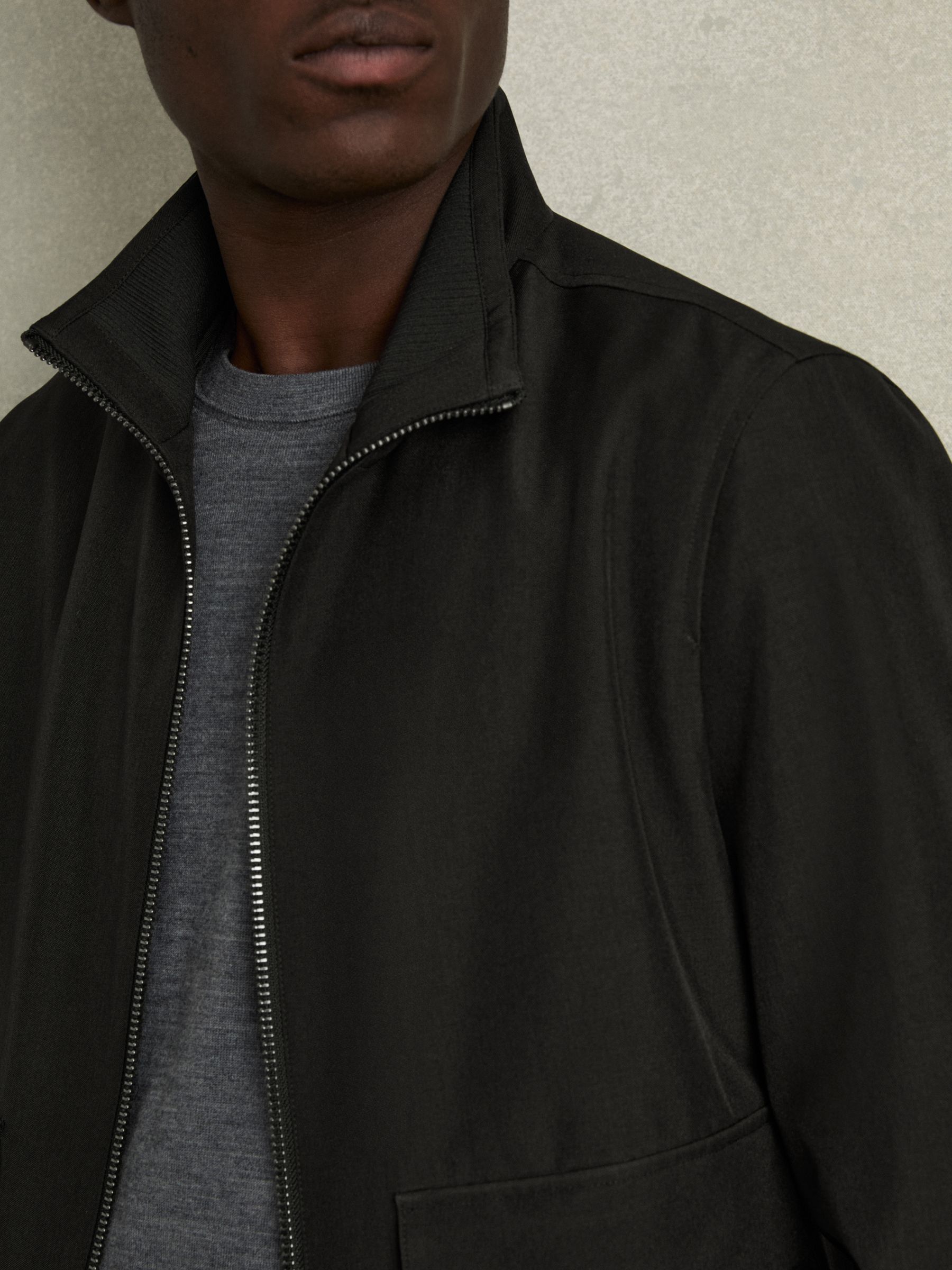 Zip-Through Funnel-Neck Jacket in Black - Image 6 of 7