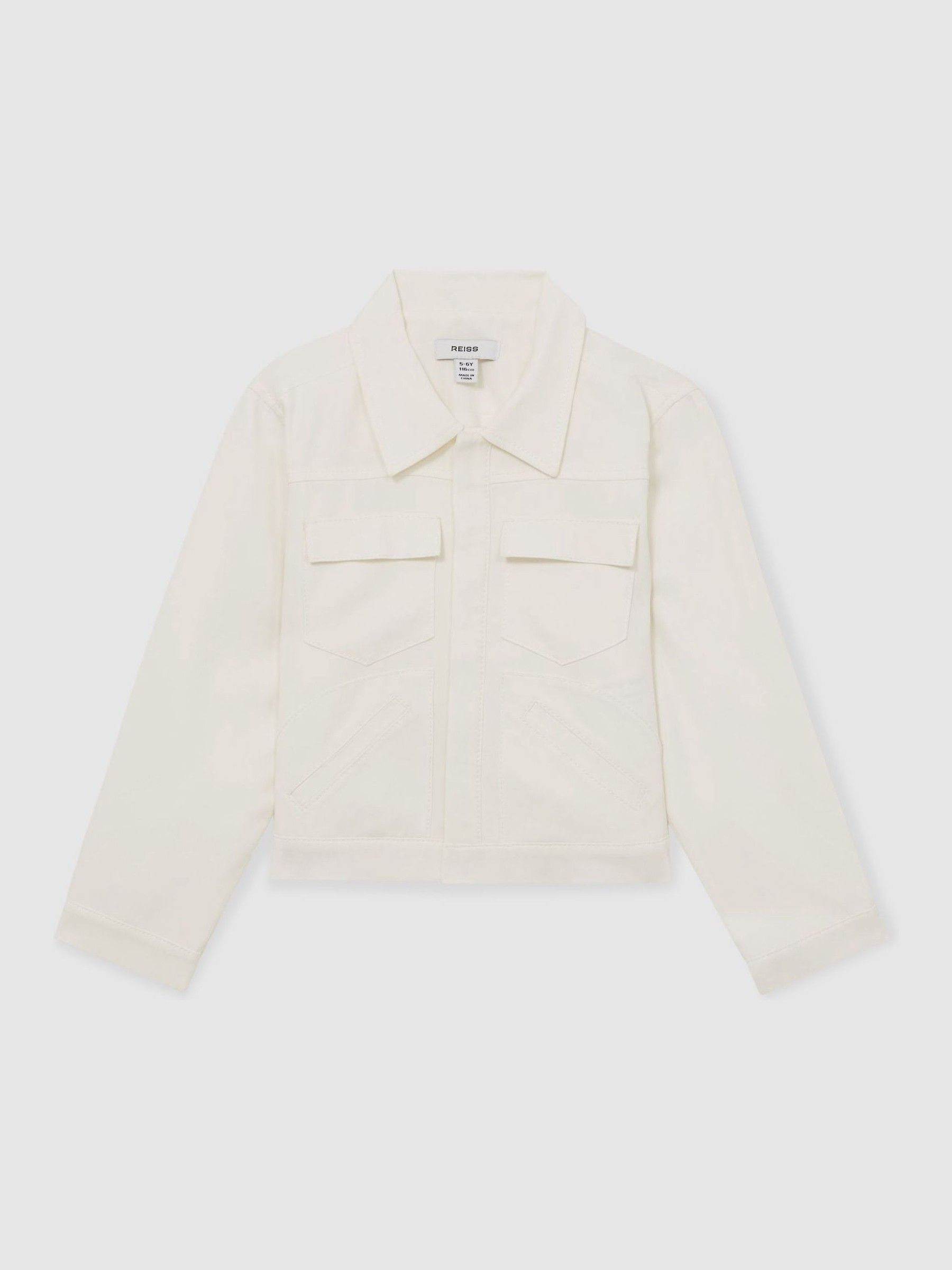 13-14 yrs Button-Through Cropped Shirt Jacket in Ivory - Image 1 of 4