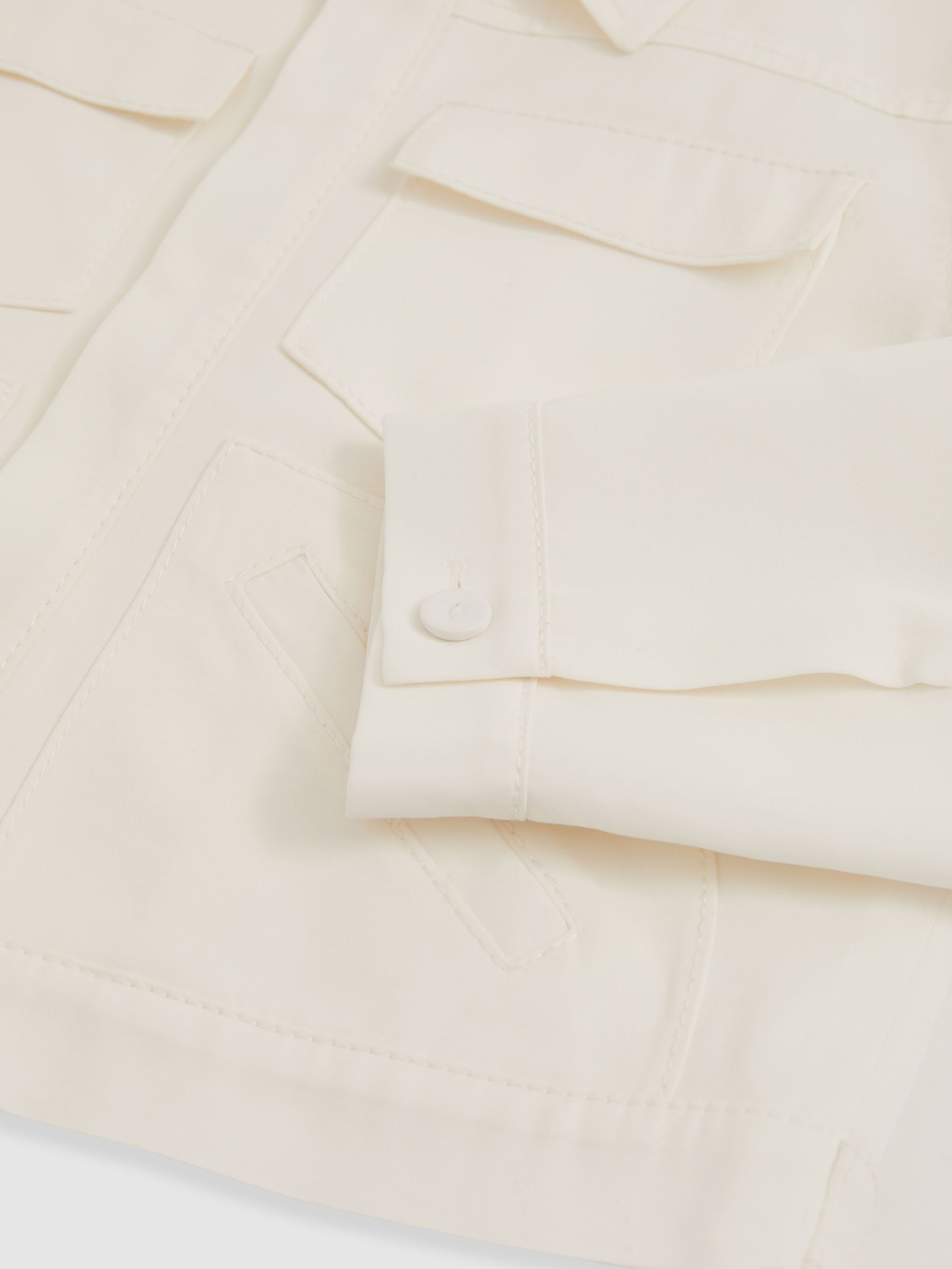 13-14 yrs Button-Through Cropped Shirt Jacket in Ivory - Image 4 of 4