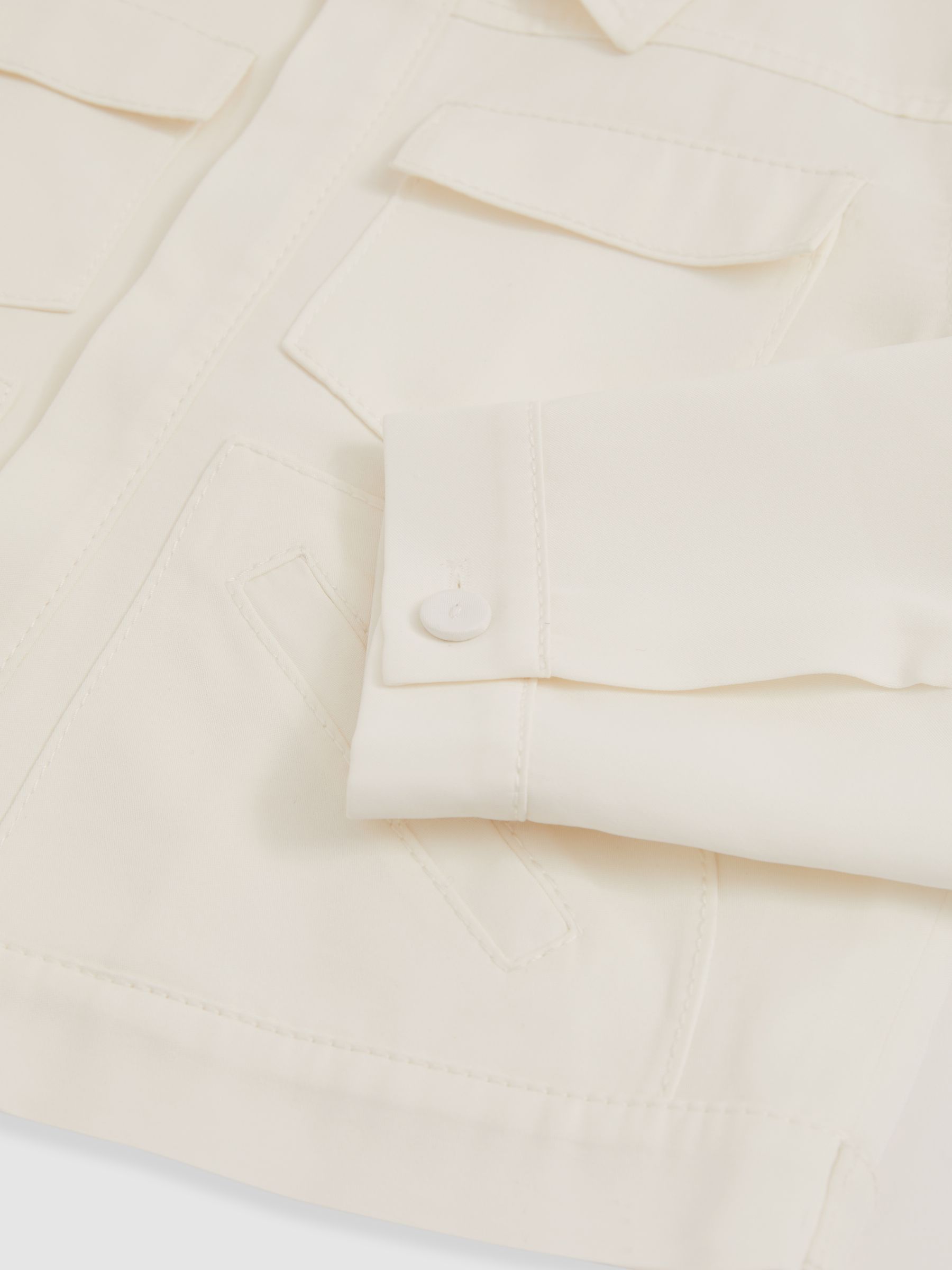 4-9 yrs Button-Through Cropped Shirt Jacket in Ivory - Image 4 of 4