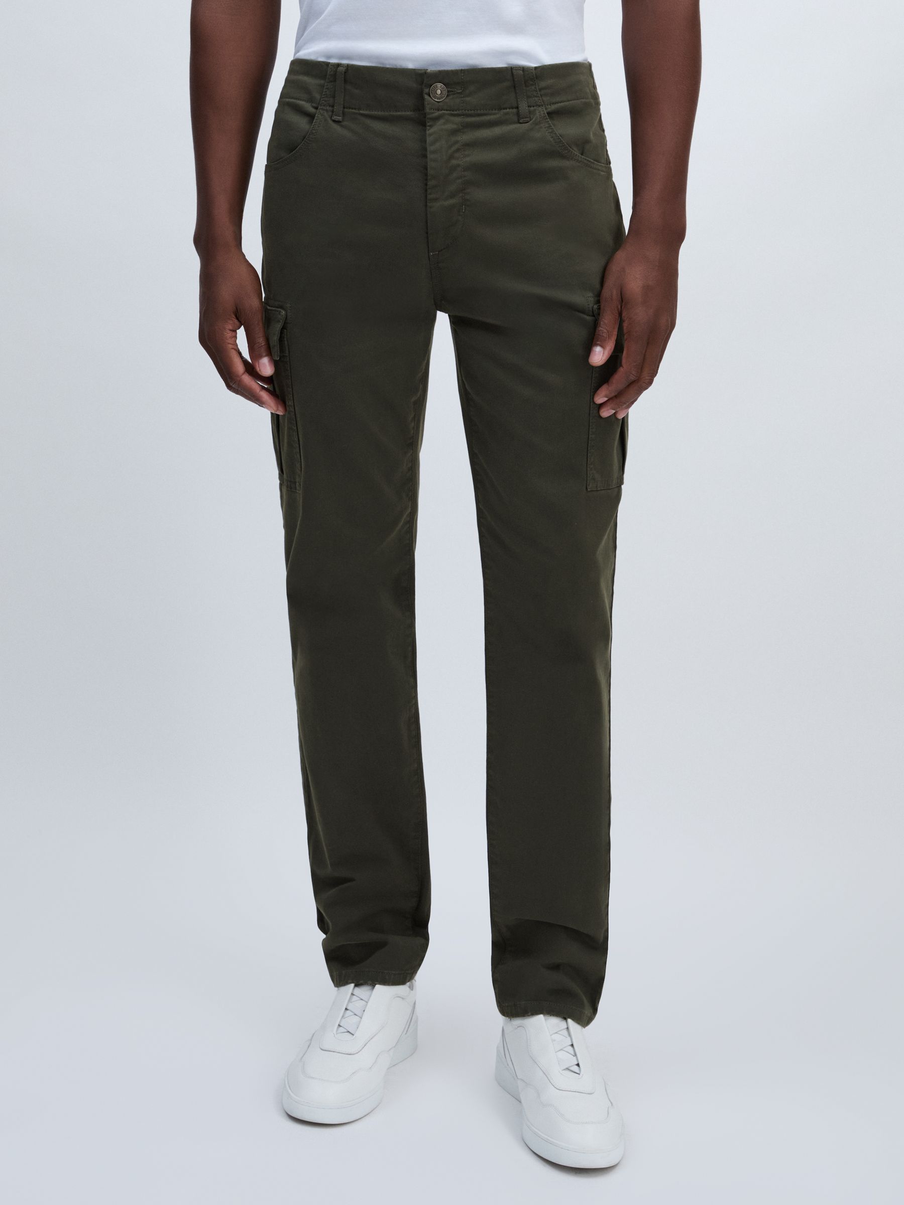 Paige Stretch-Cotton Slim Cargo Trousers in Khaki - Image 3 of 7