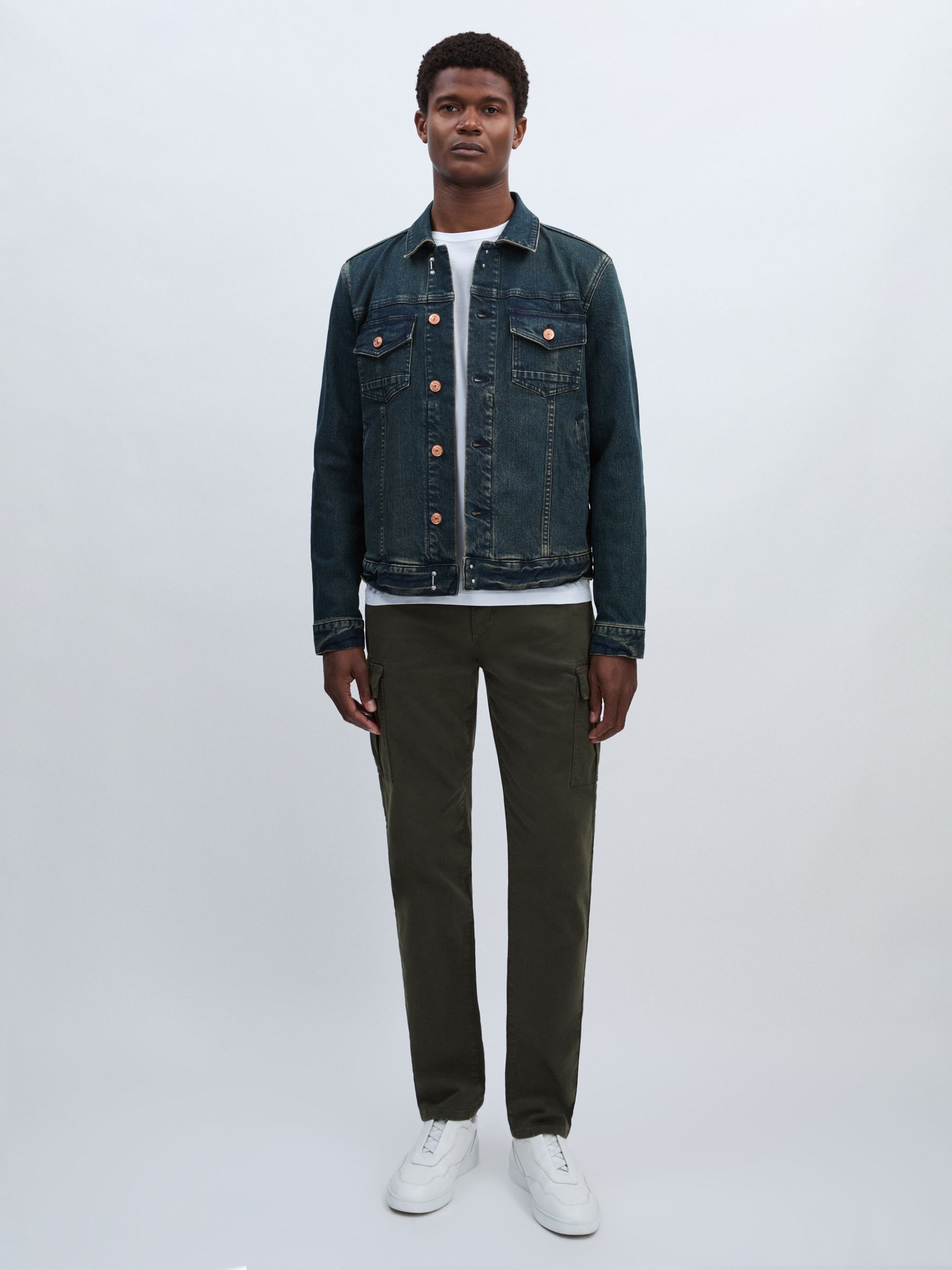 Paige Stretch-Cotton Slim Cargo Trousers in Khaki - Image 6 of 7