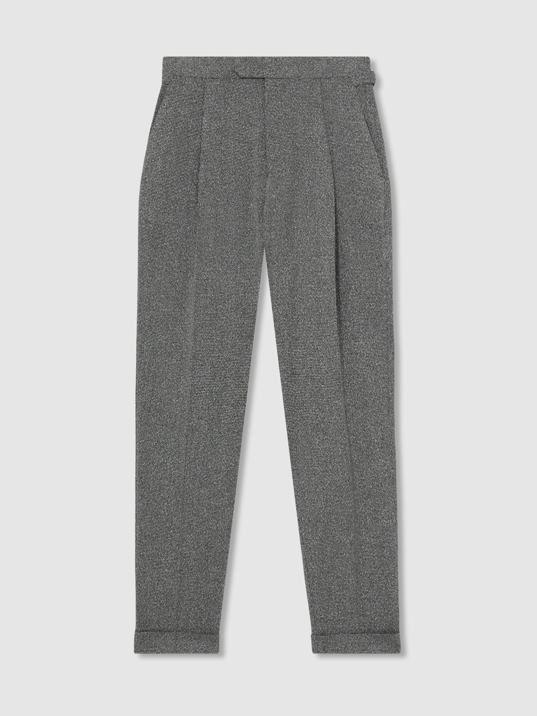 Puppytooth-Check Tailored Trousers in Soft Grey - Image 2 of 8