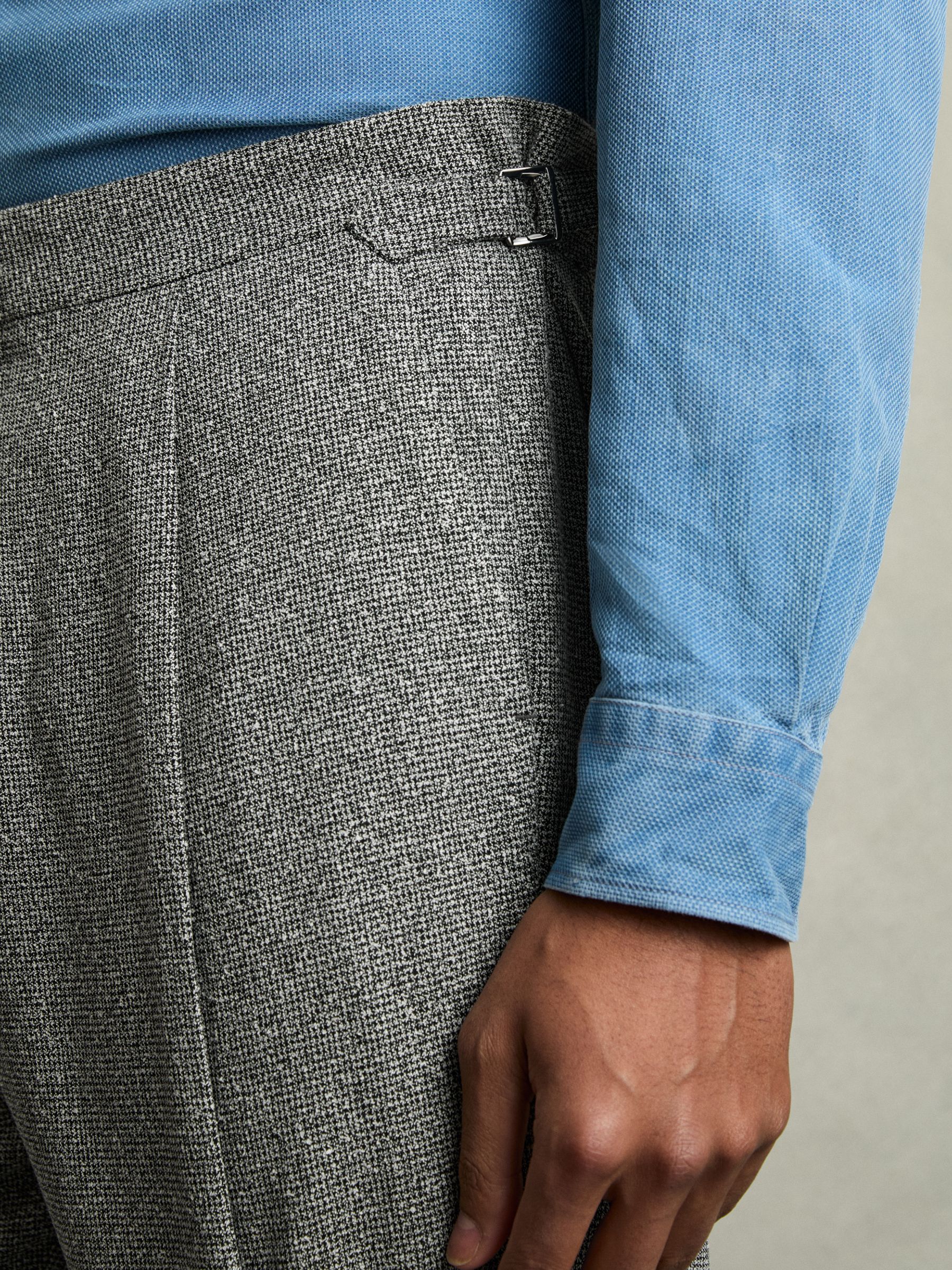 Puppytooth-Check Tailored Trousers in Soft Grey - Image 5 of 8