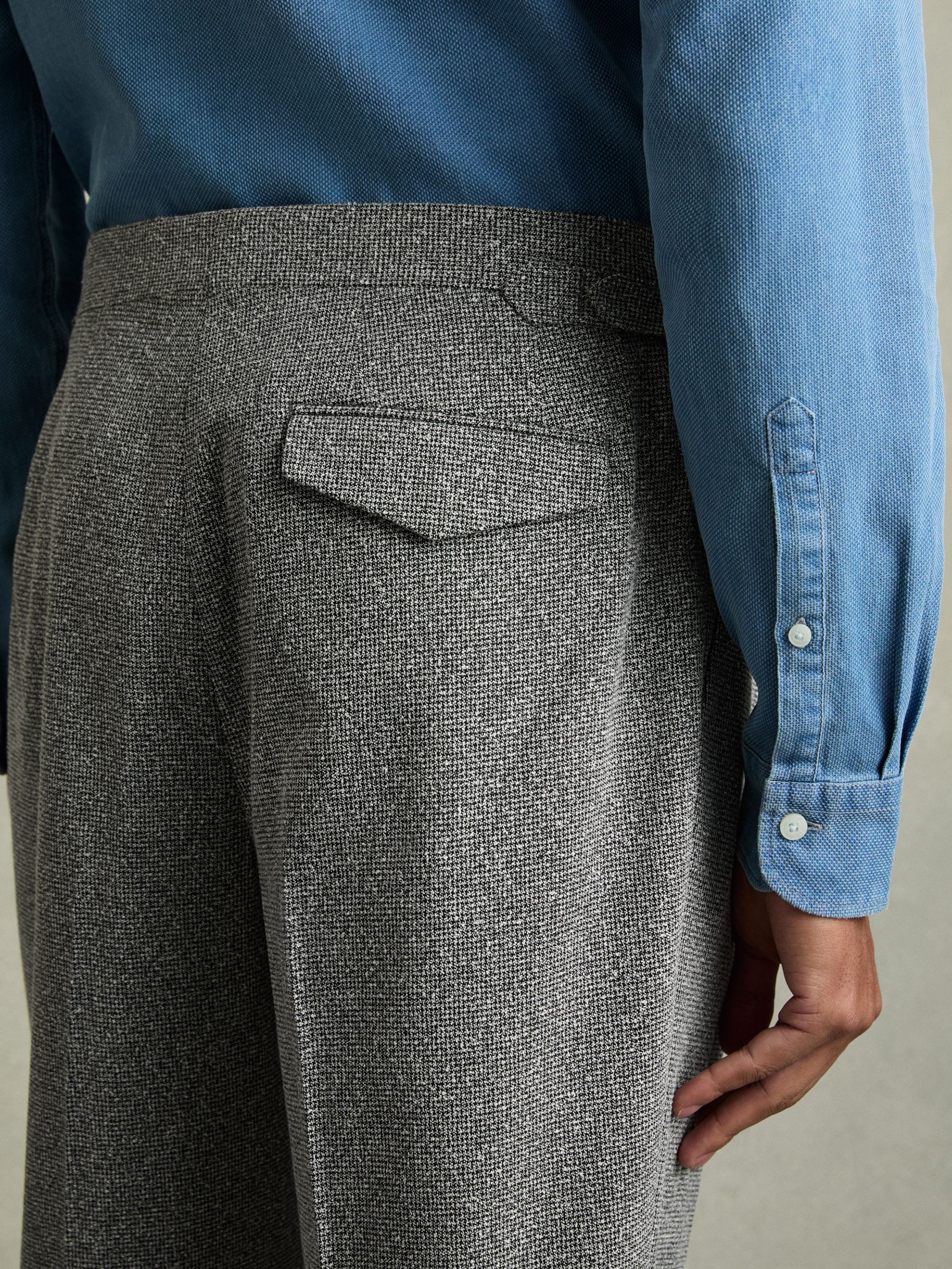 Puppytooth-Check Tailored Trousers in Soft Grey - Image 7 of 8