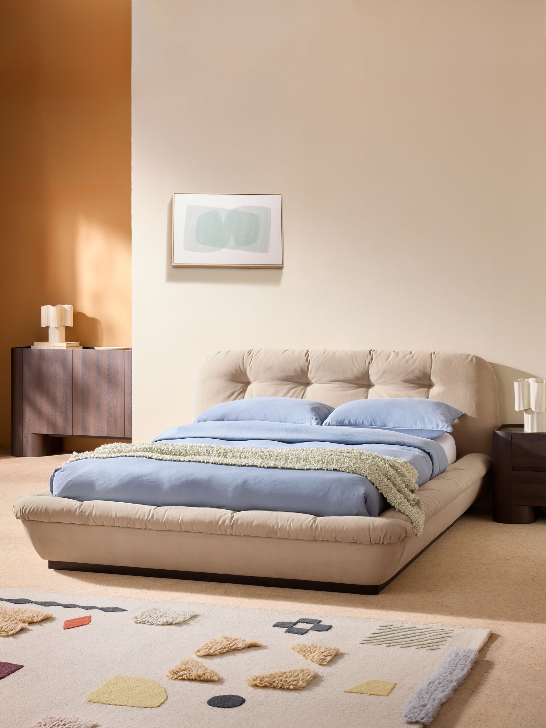 Aylin Bed in Brushed Plain Natural Stone - Image 1 of 4