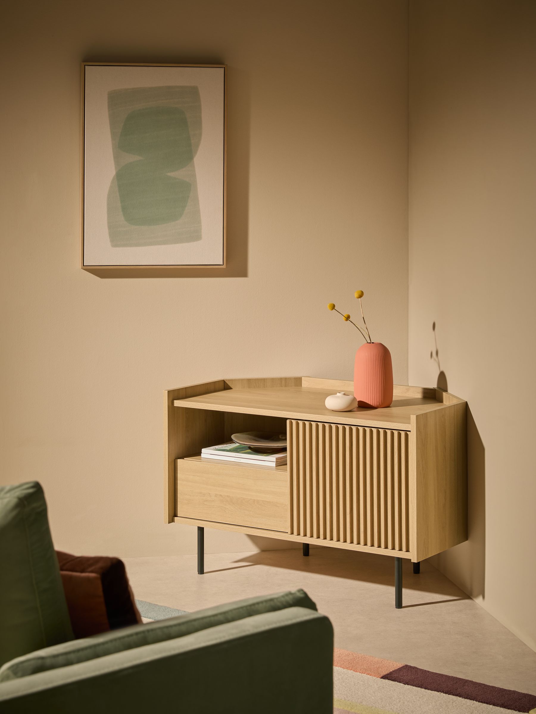 Blaze Corner Up to 50 Inch TV Unit in Oak Effect - Image 1 of 5