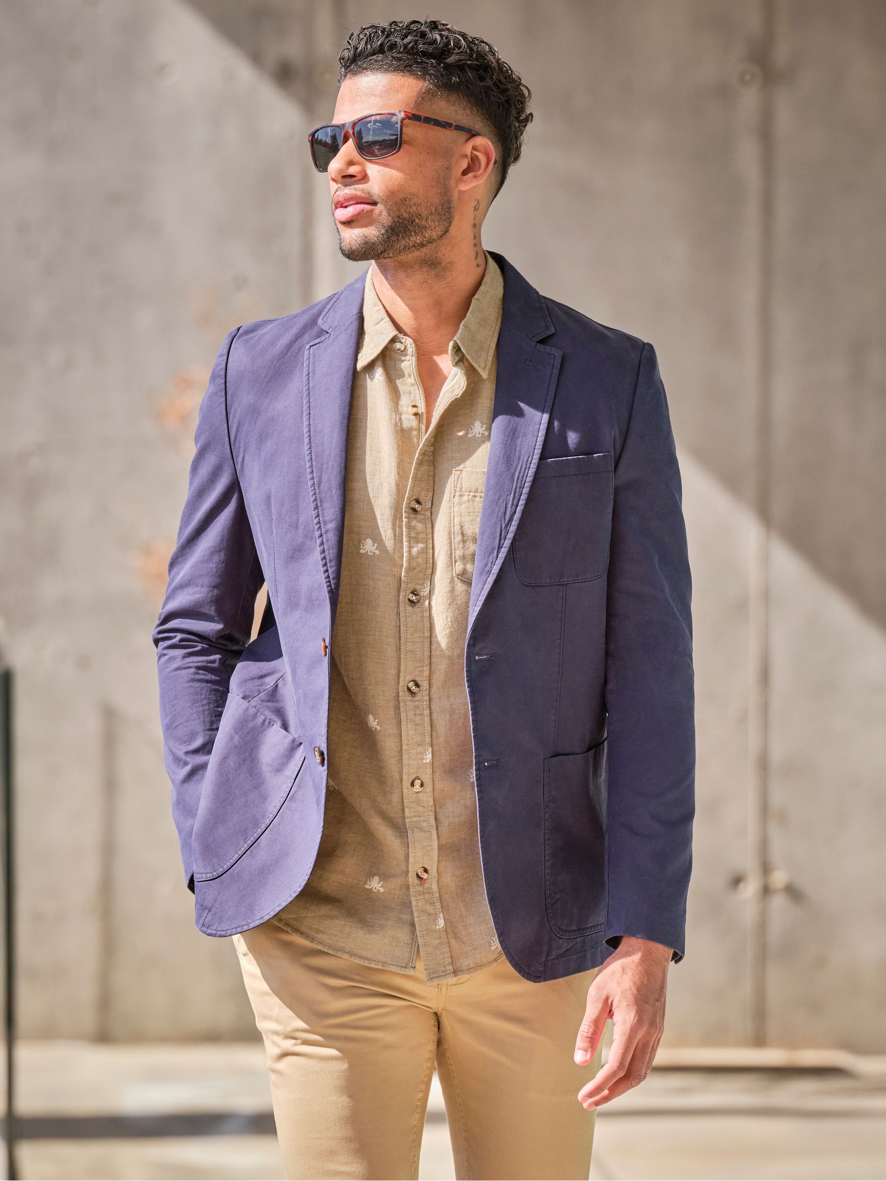 Chilworth Navy 100% Cotton Blazer FatFace