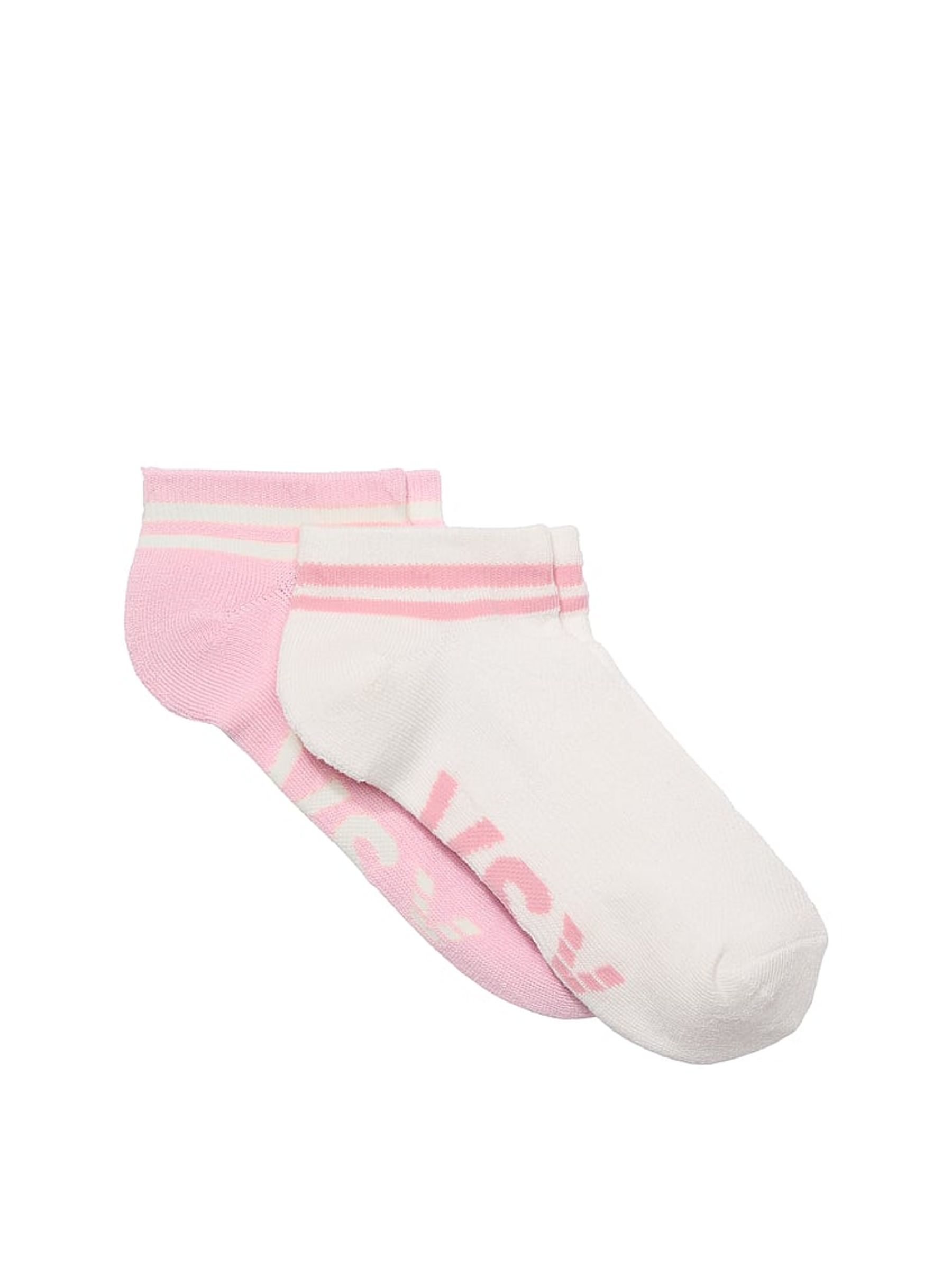 White and Chalk Rose Pink 2 Pack Ankle Socks - Image 1 of 1