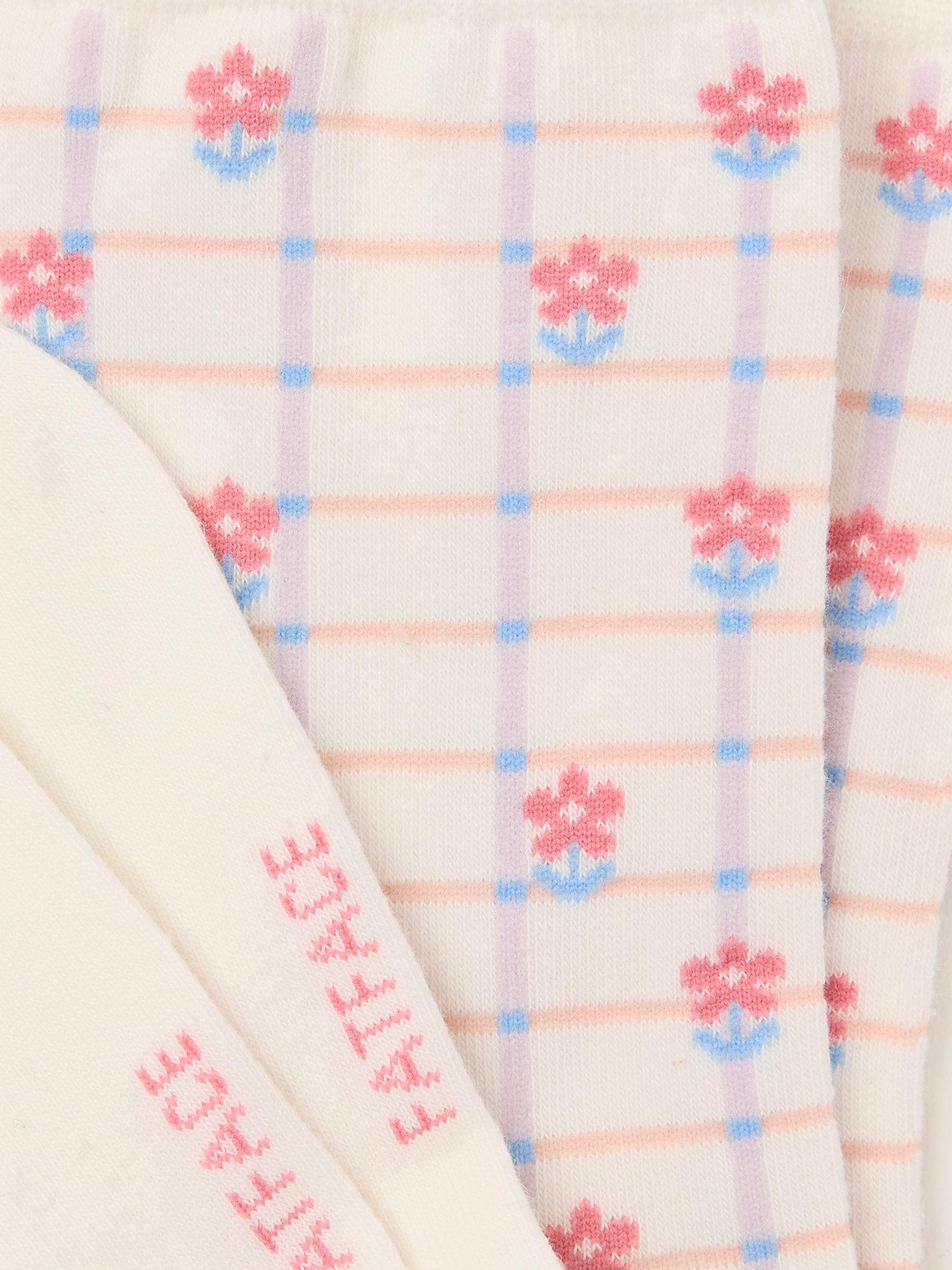 White Gingham Floral Socks - Image 2 of 2