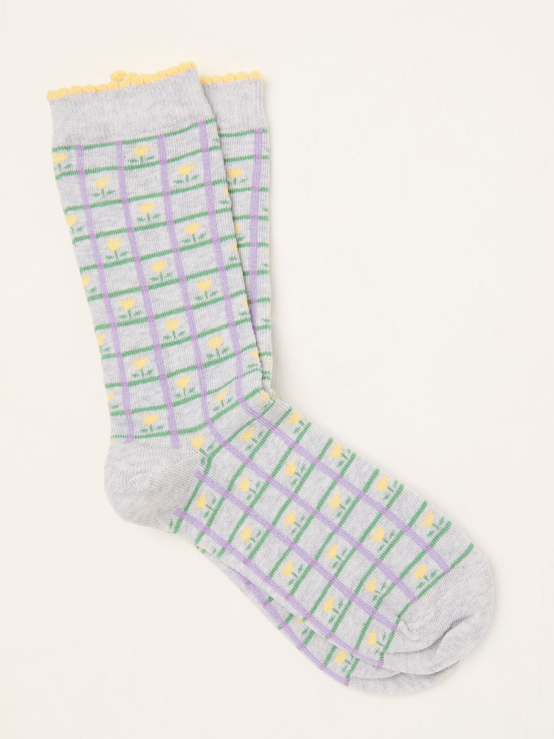 Grey Check Tulip Socks - Image 1 of 2